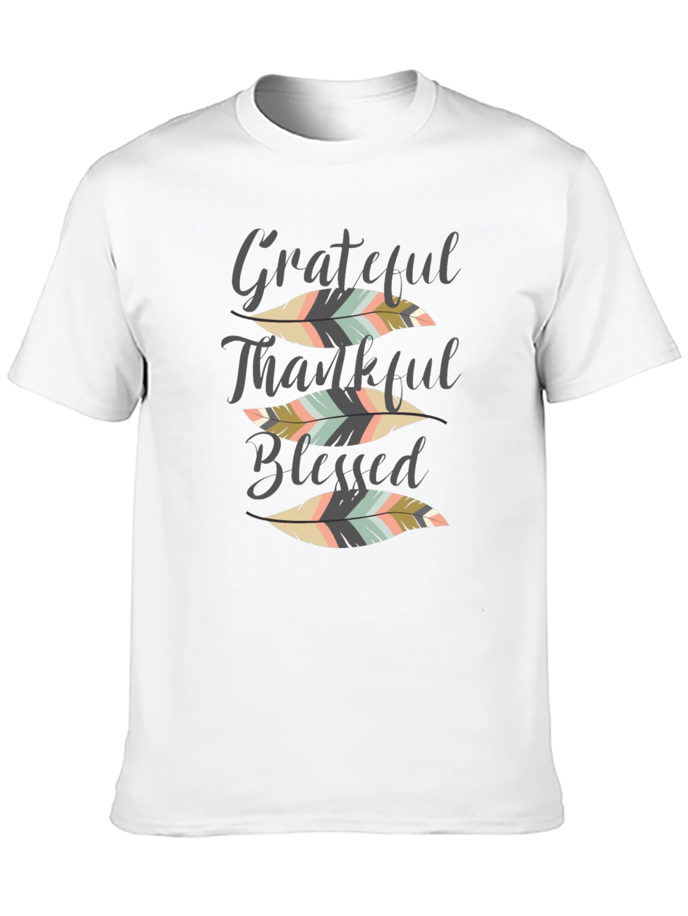 Grateful Thankful Blessed Feather Graphic Tee