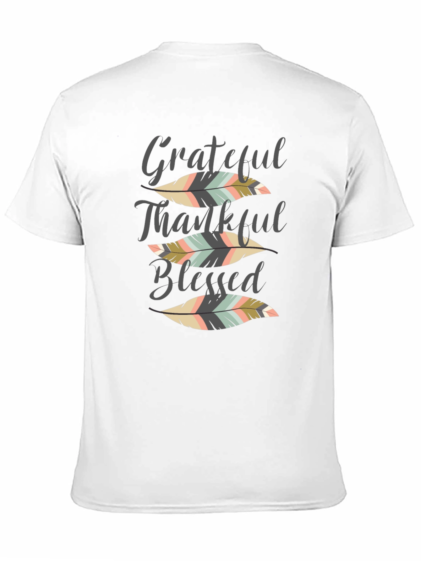 Grateful Thankful Blessed Feather Graphic Tee