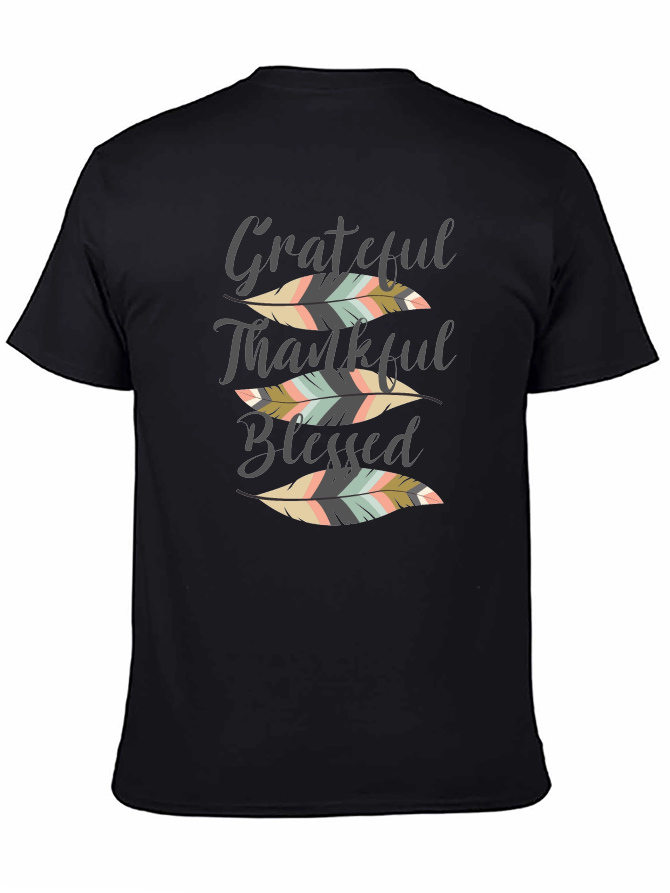 Grateful Thankful Blessed Feather Graphic Tee