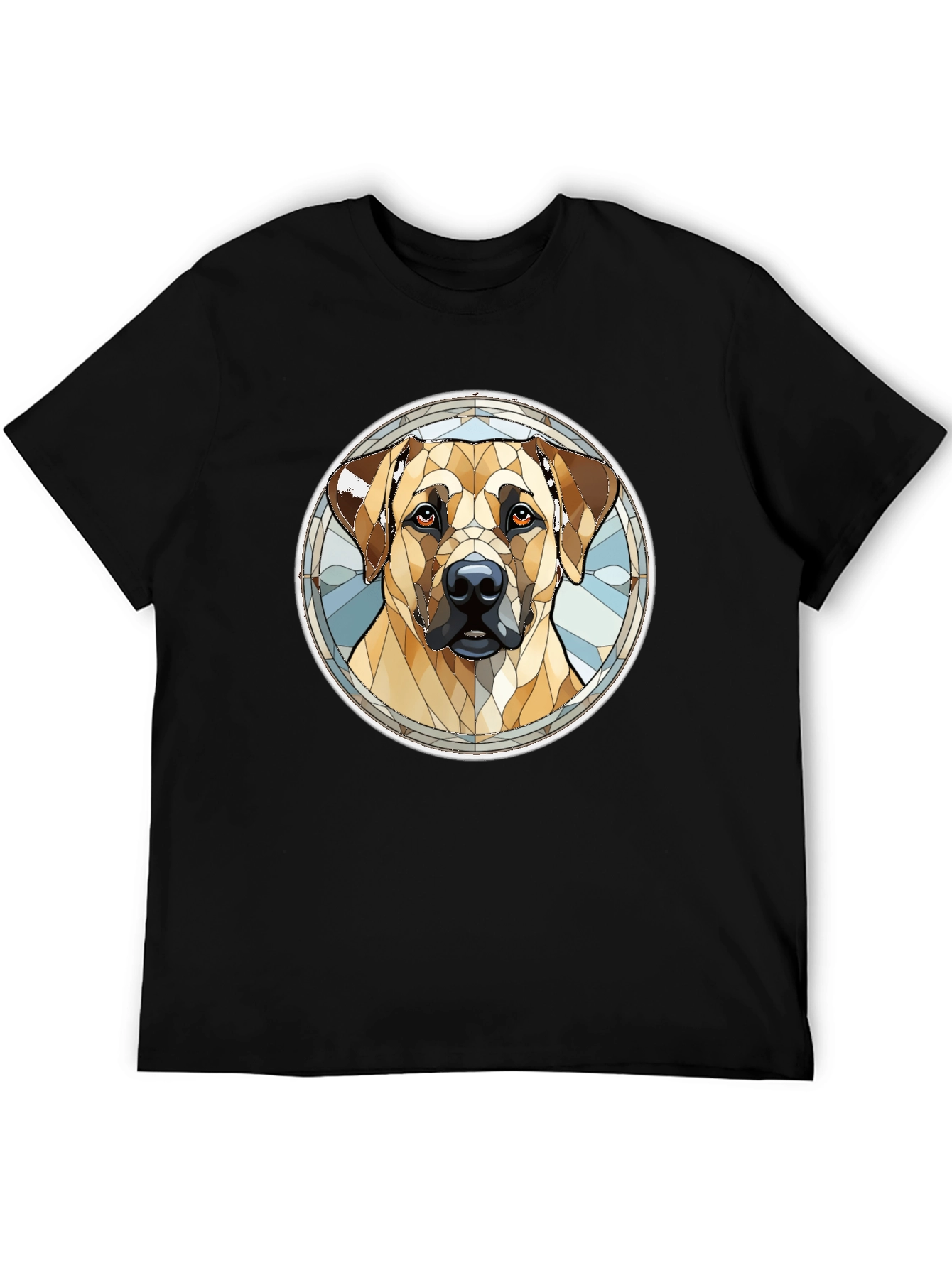Dog Stained Glass Style Graphic Tee - Black