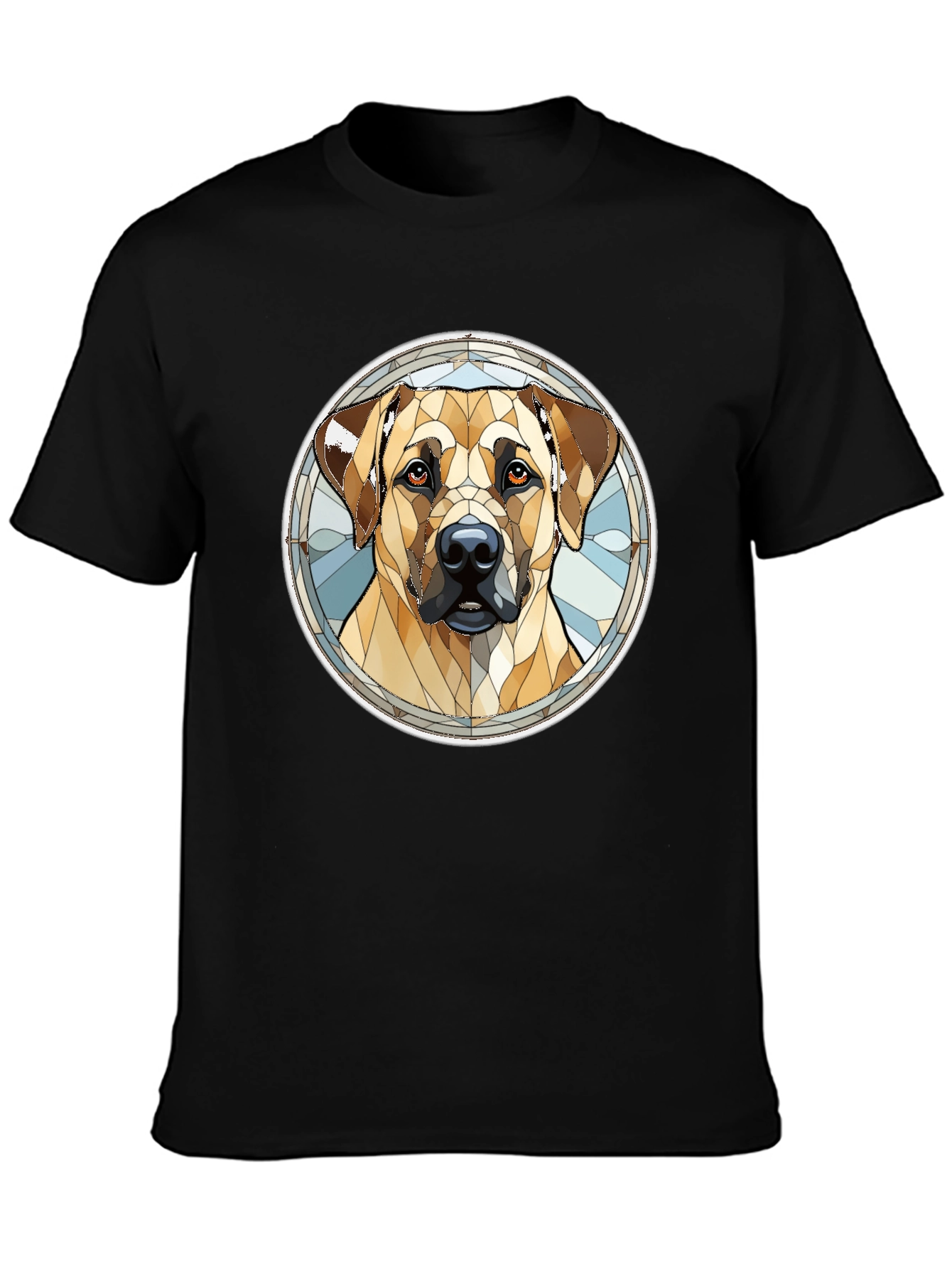 Dog Stained Glass Style Graphic Tee - Black