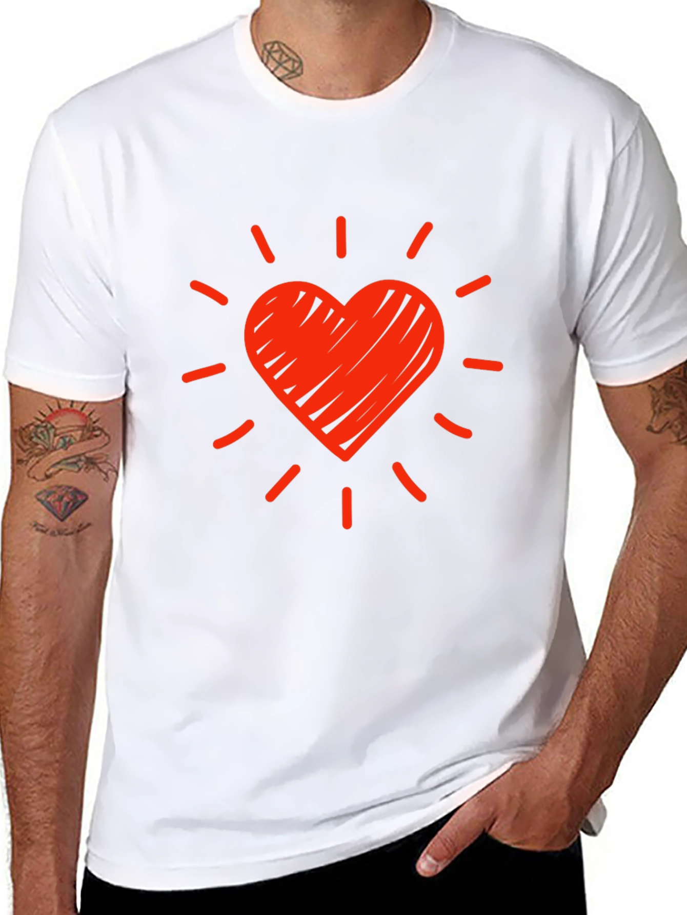 Heart Burst Graphic Tee - Trendy Black T-Shirt