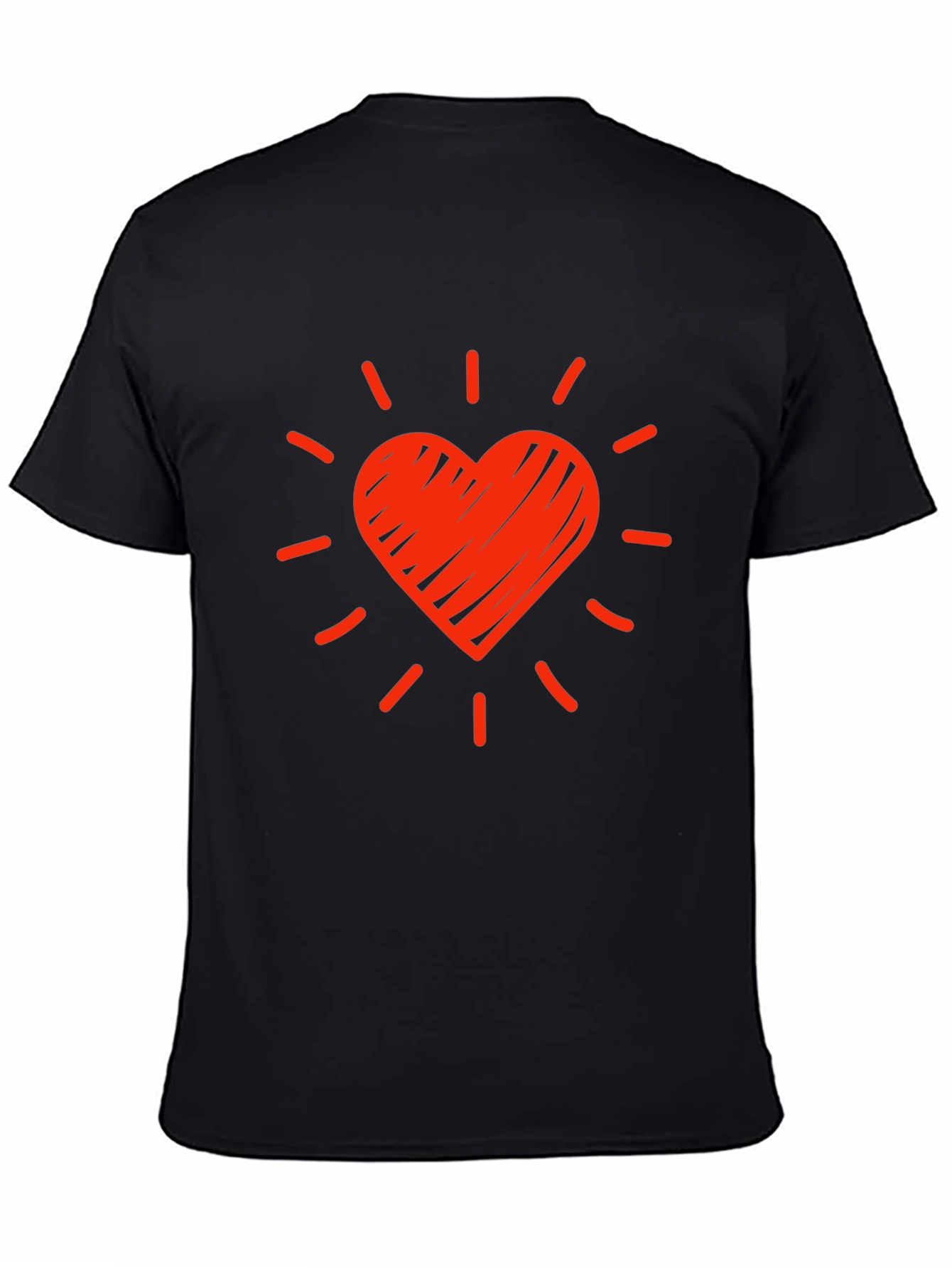 Heart Burst Graphic Tee - Trendy Black T-Shirt