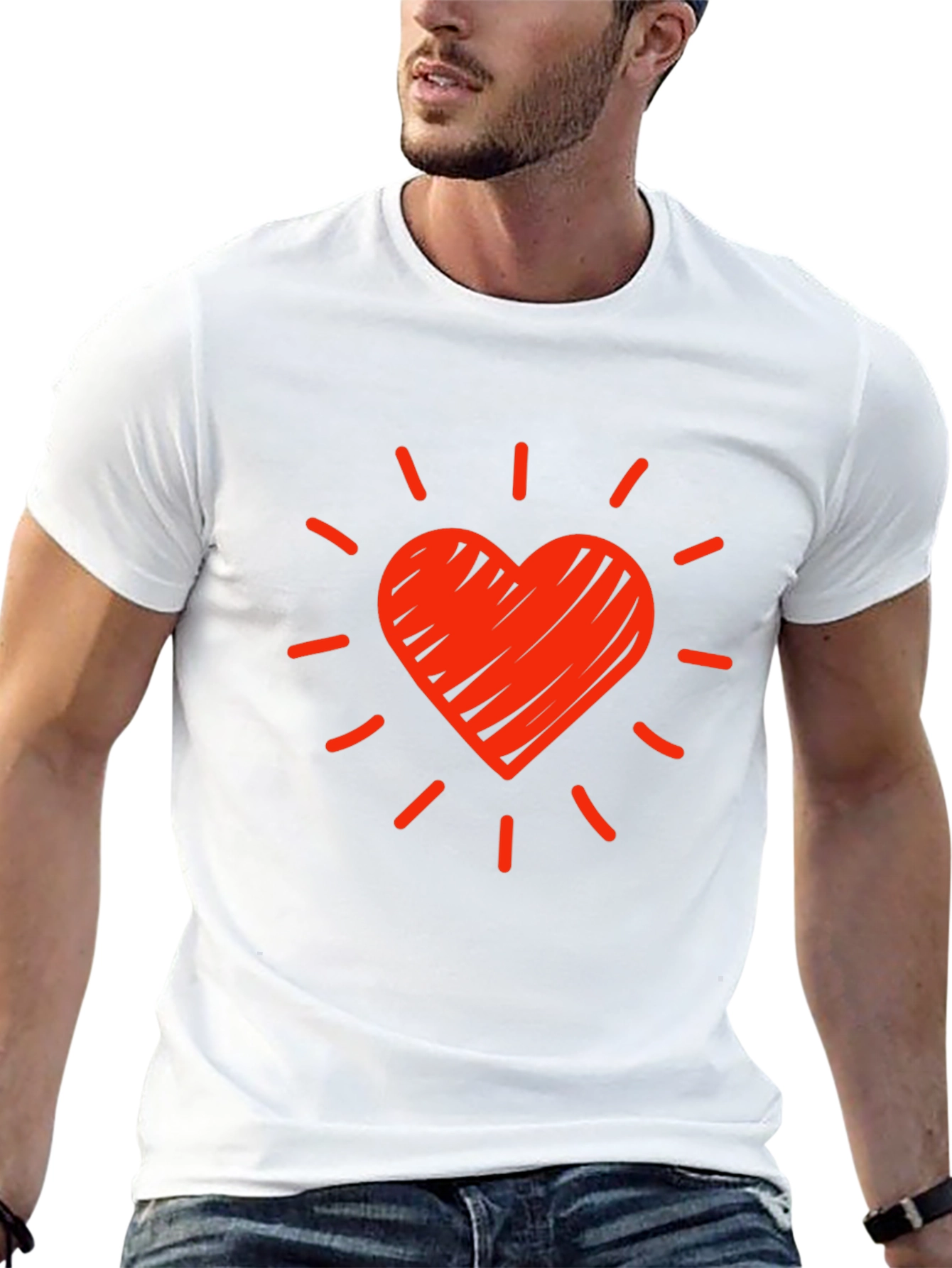 Heart Burst Graphic Tee - Trendy Black T-Shirt