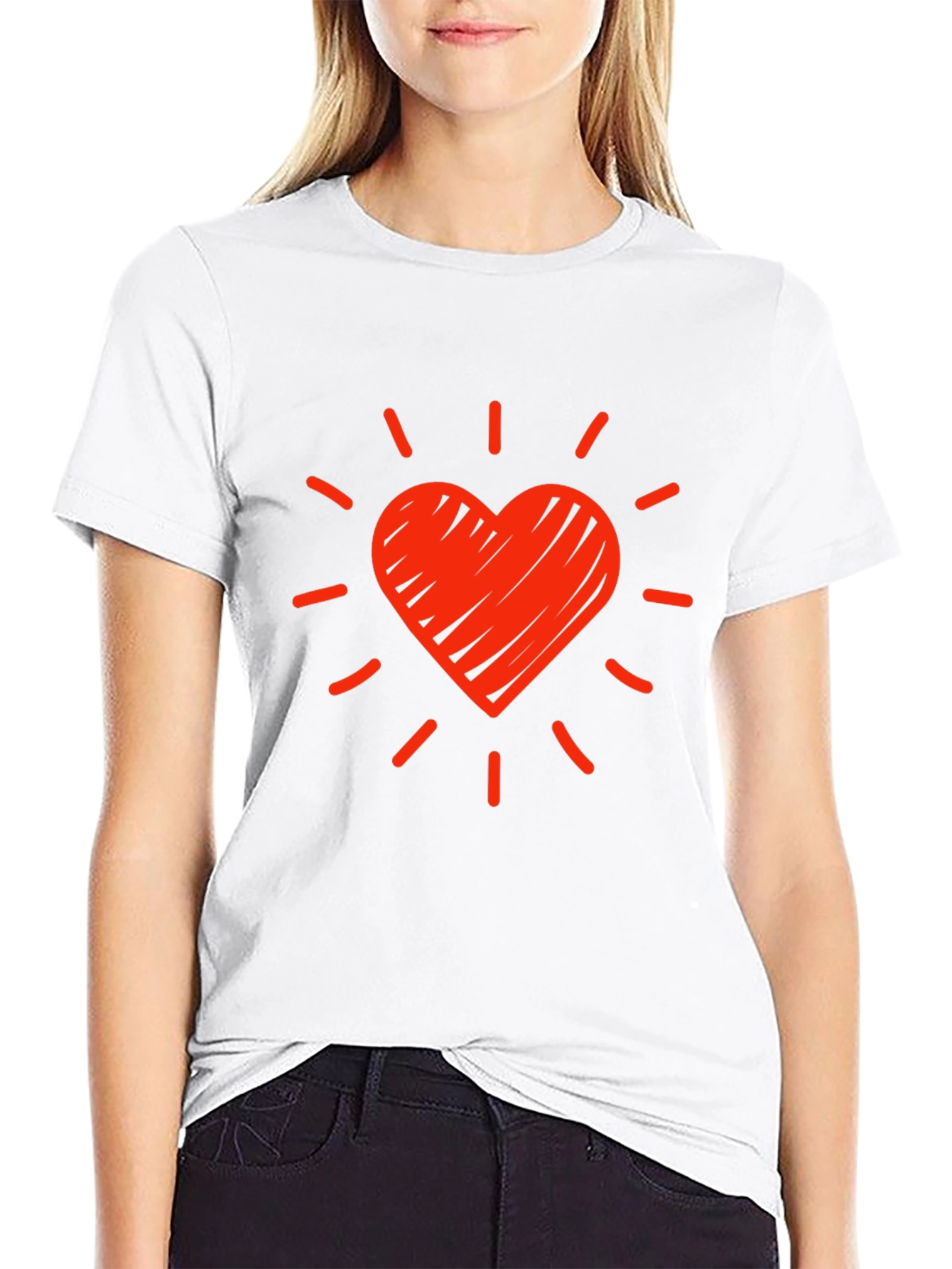Heart Burst Graphic Tee - Trendy Black T-Shirt