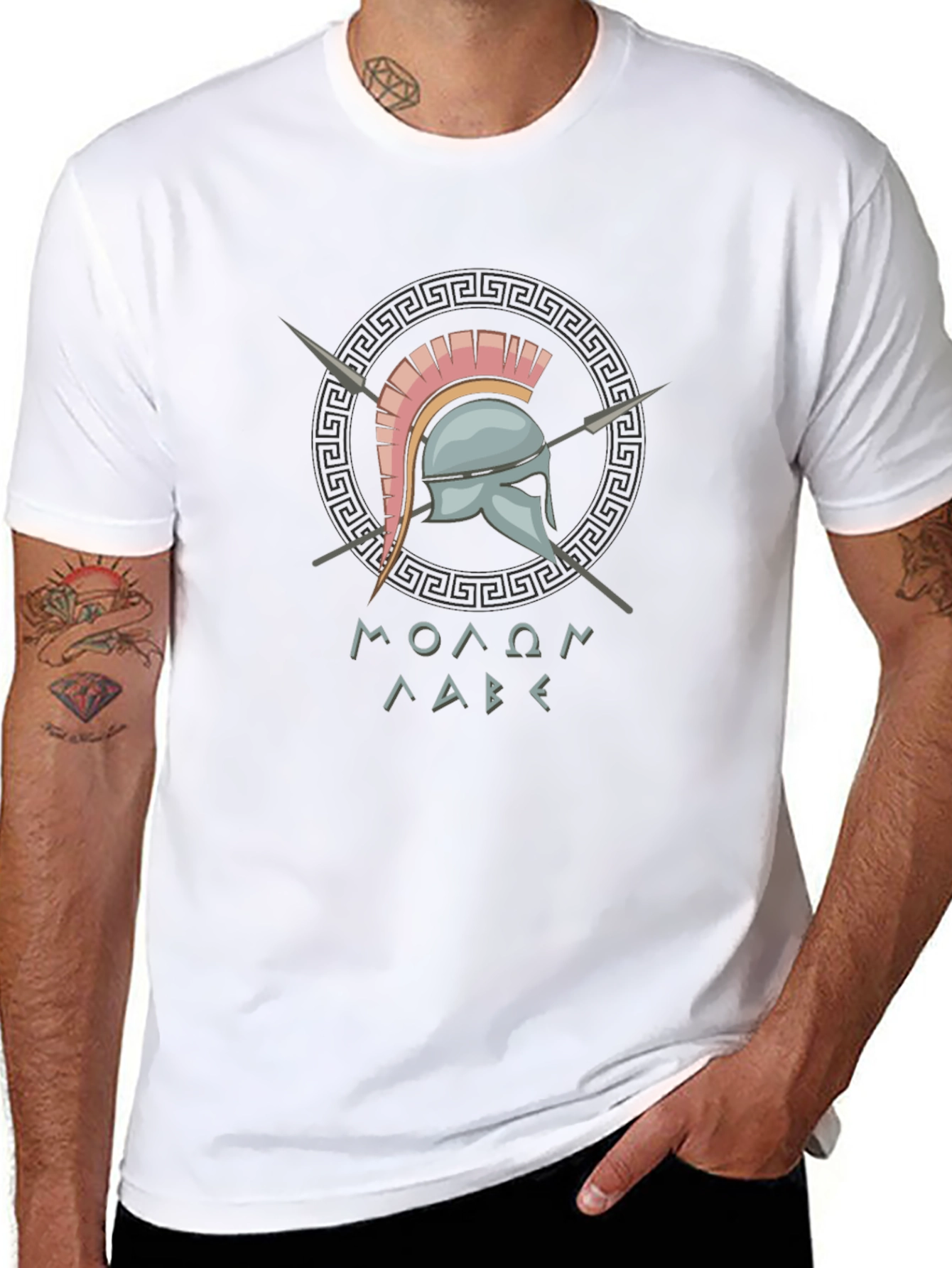 Molon Labe Spartan Helmet Graphic T-Shirt