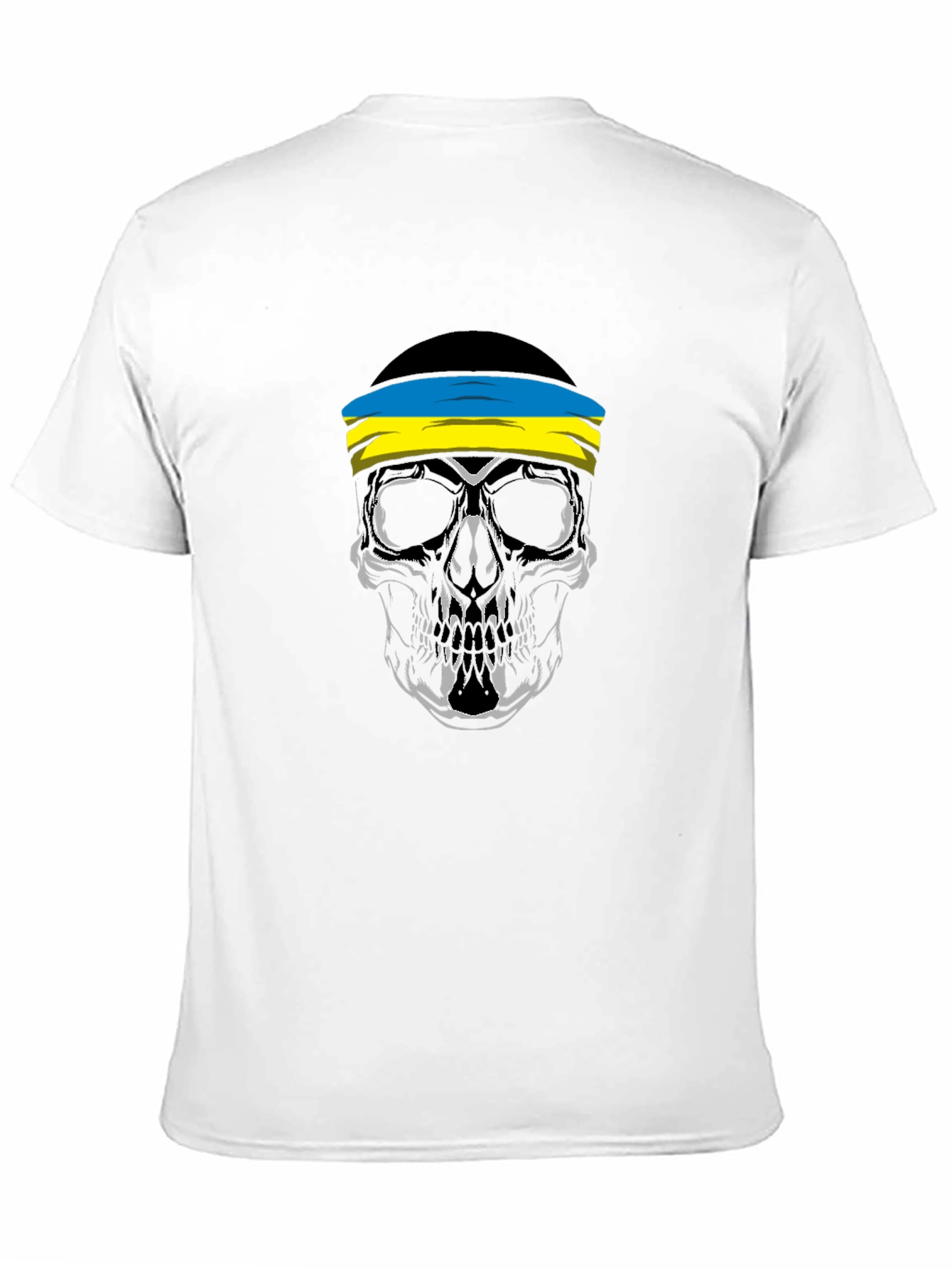 Skull Ukraine Flag Bandana Black T-Shirt