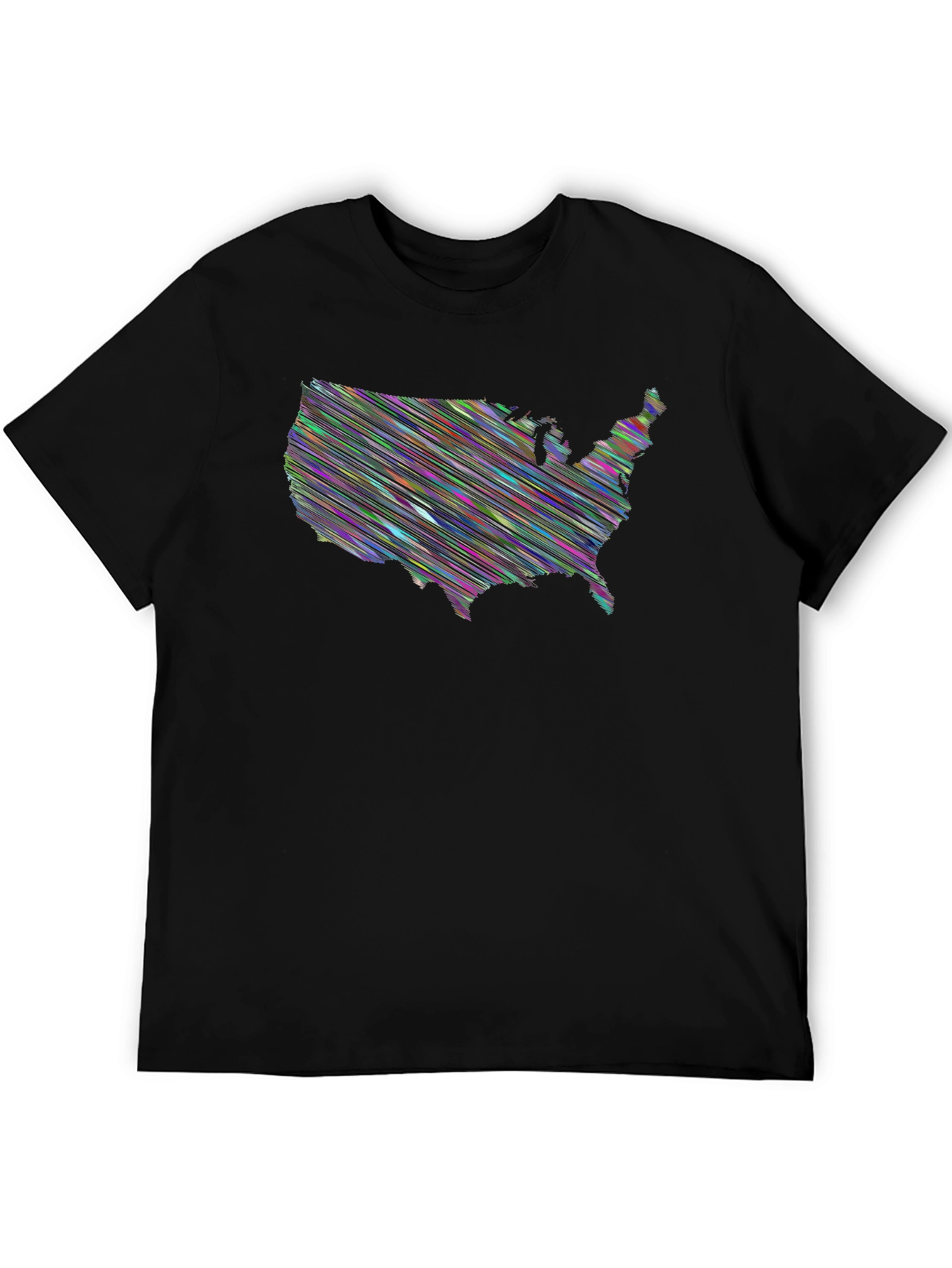 USA Scribble Map Black T-Shirt