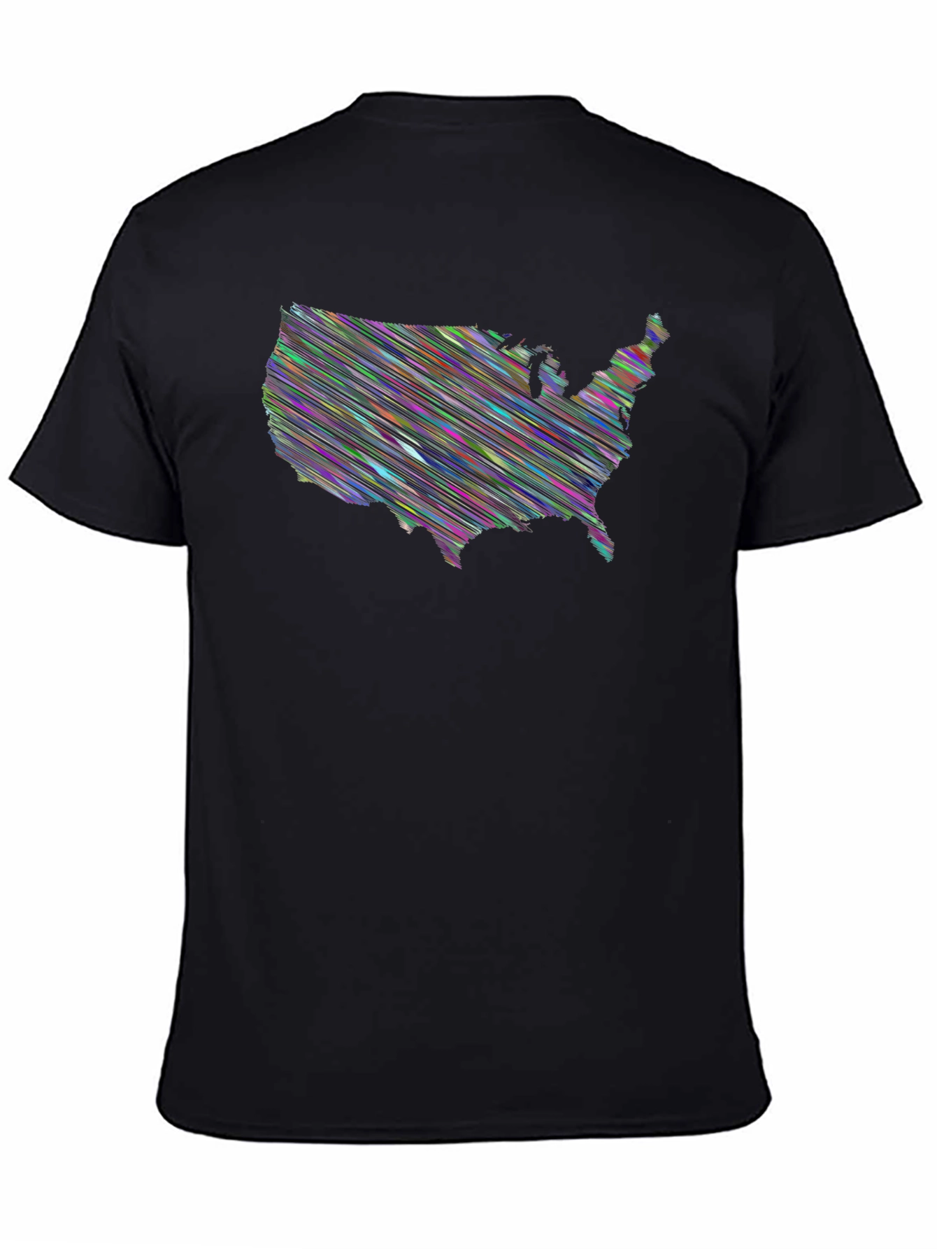 USA Scribble Map Black T-Shirt