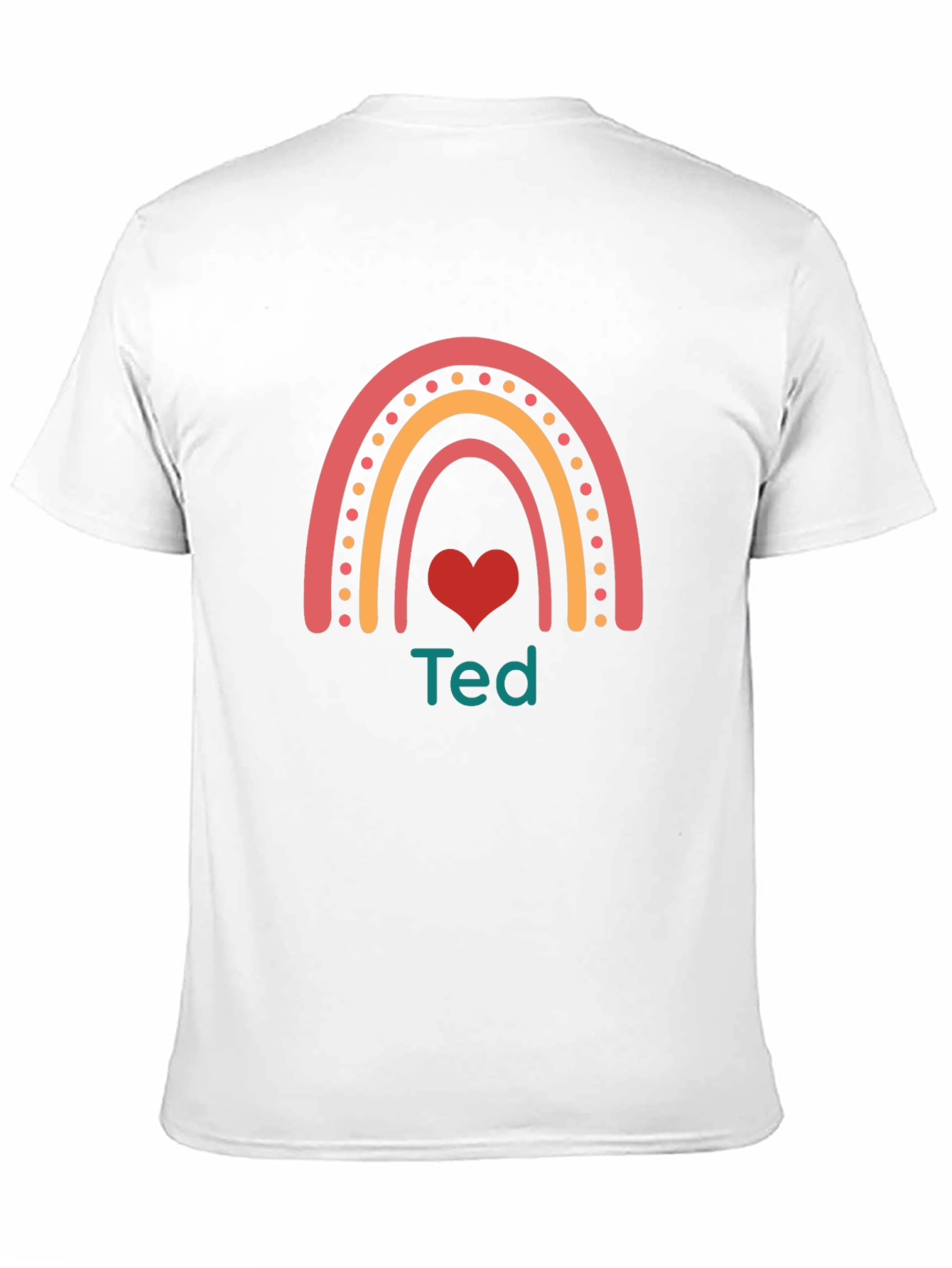 Personalized Ted Rainbow Heart T-Shirt - Black