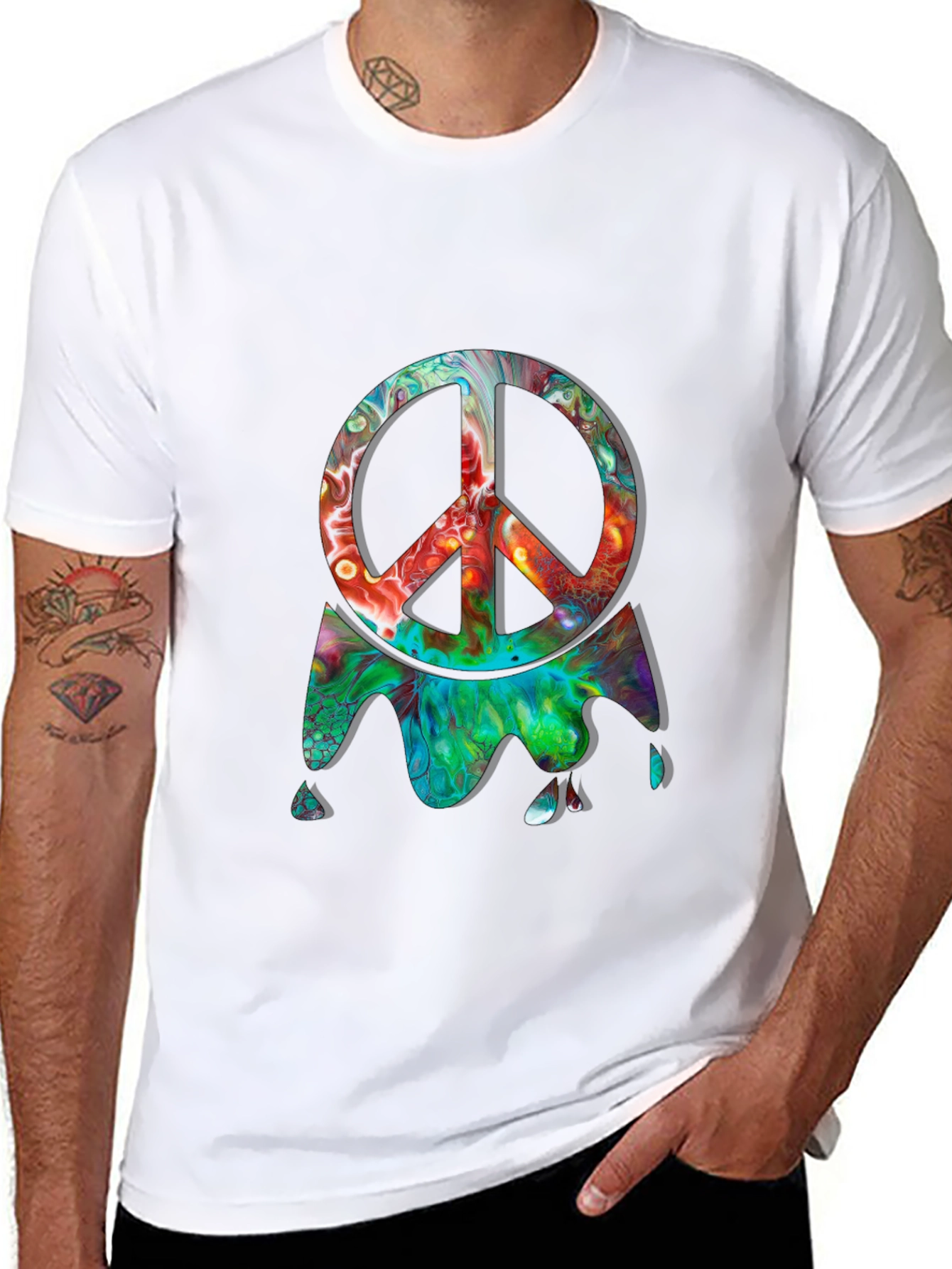 Psychedelic Peace Sign Black Graphic Tee