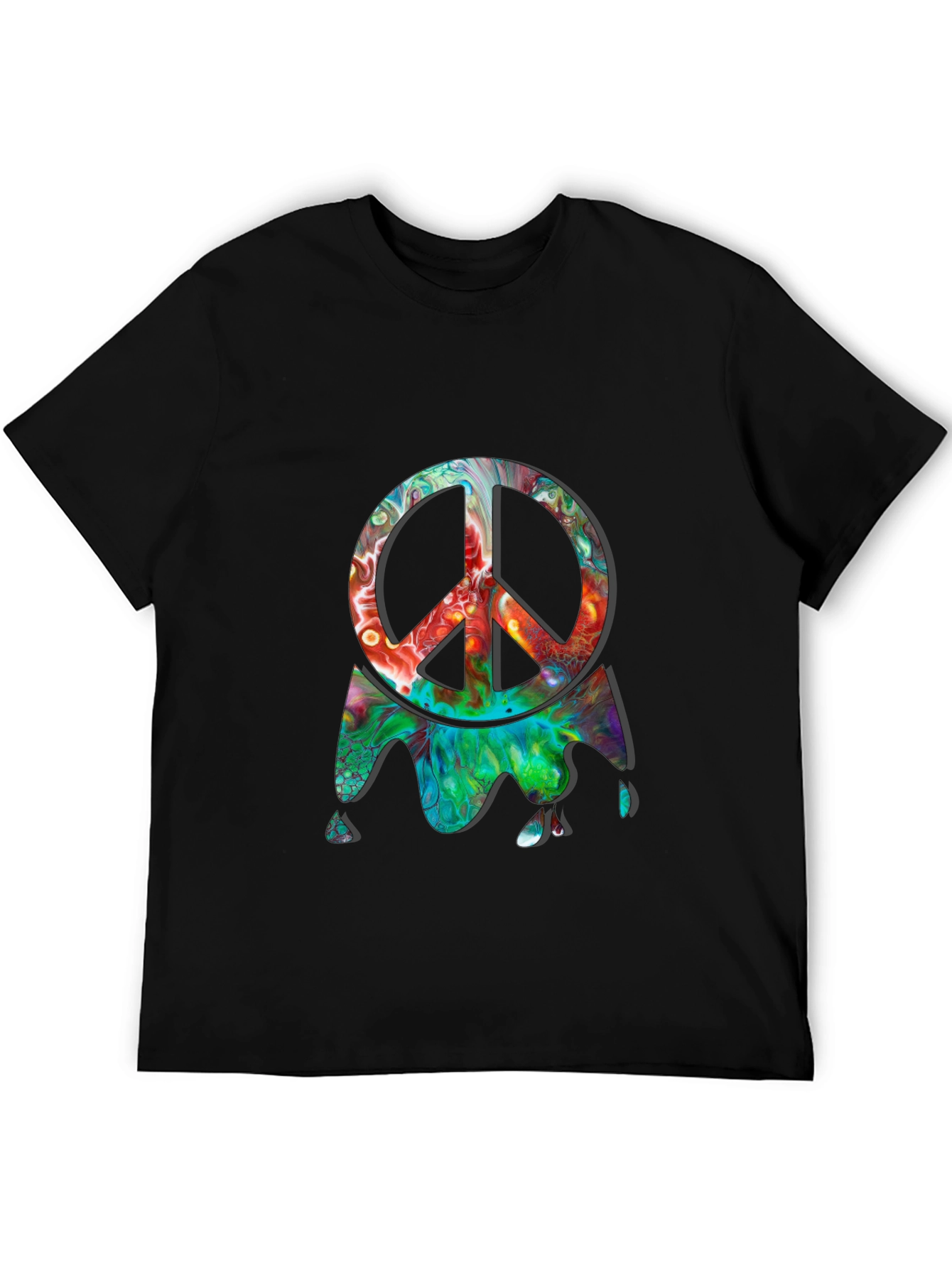 Psychedelic Peace Sign Black Graphic Tee