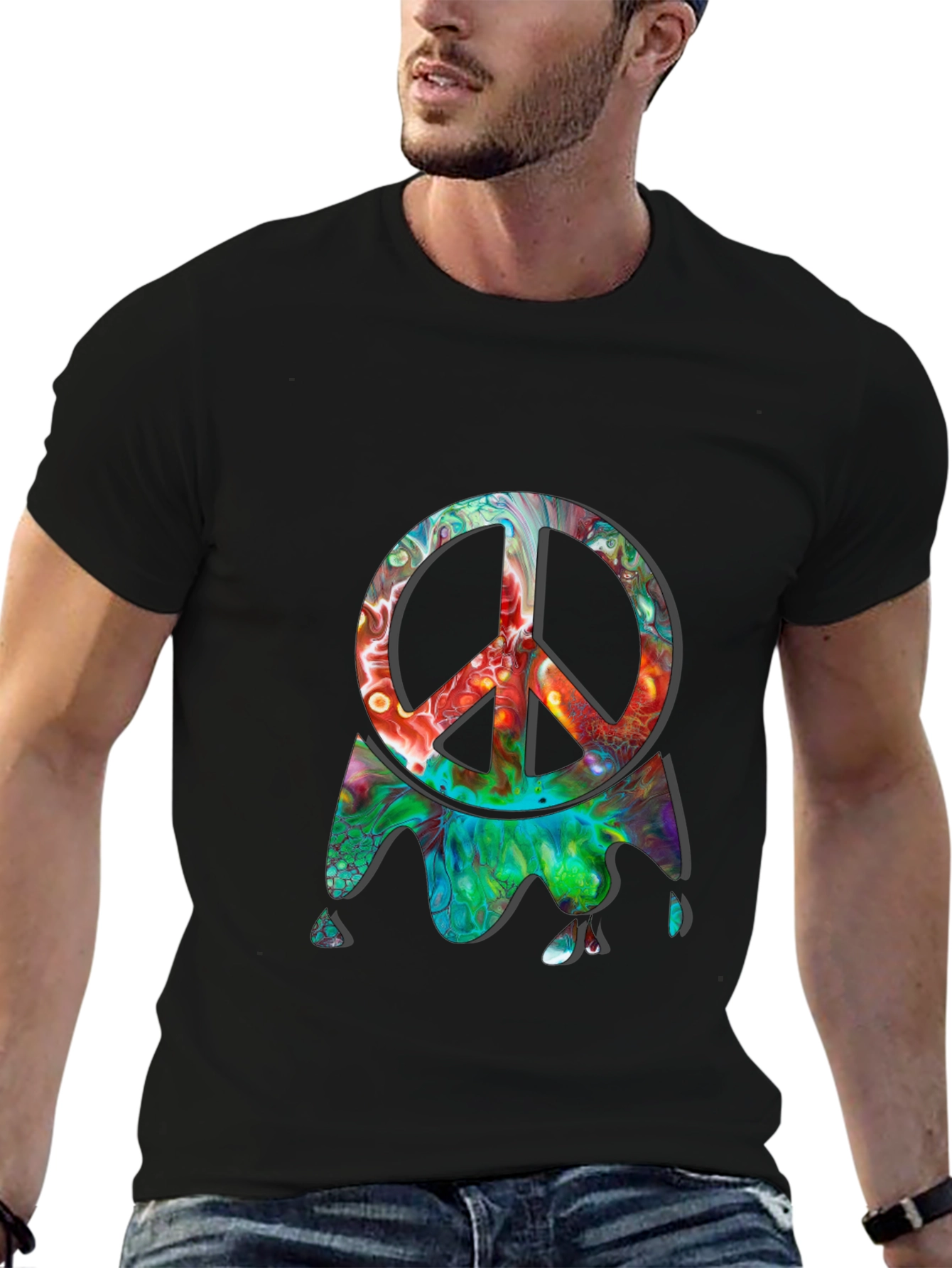 Psychedelic Peace Sign Black Graphic Tee