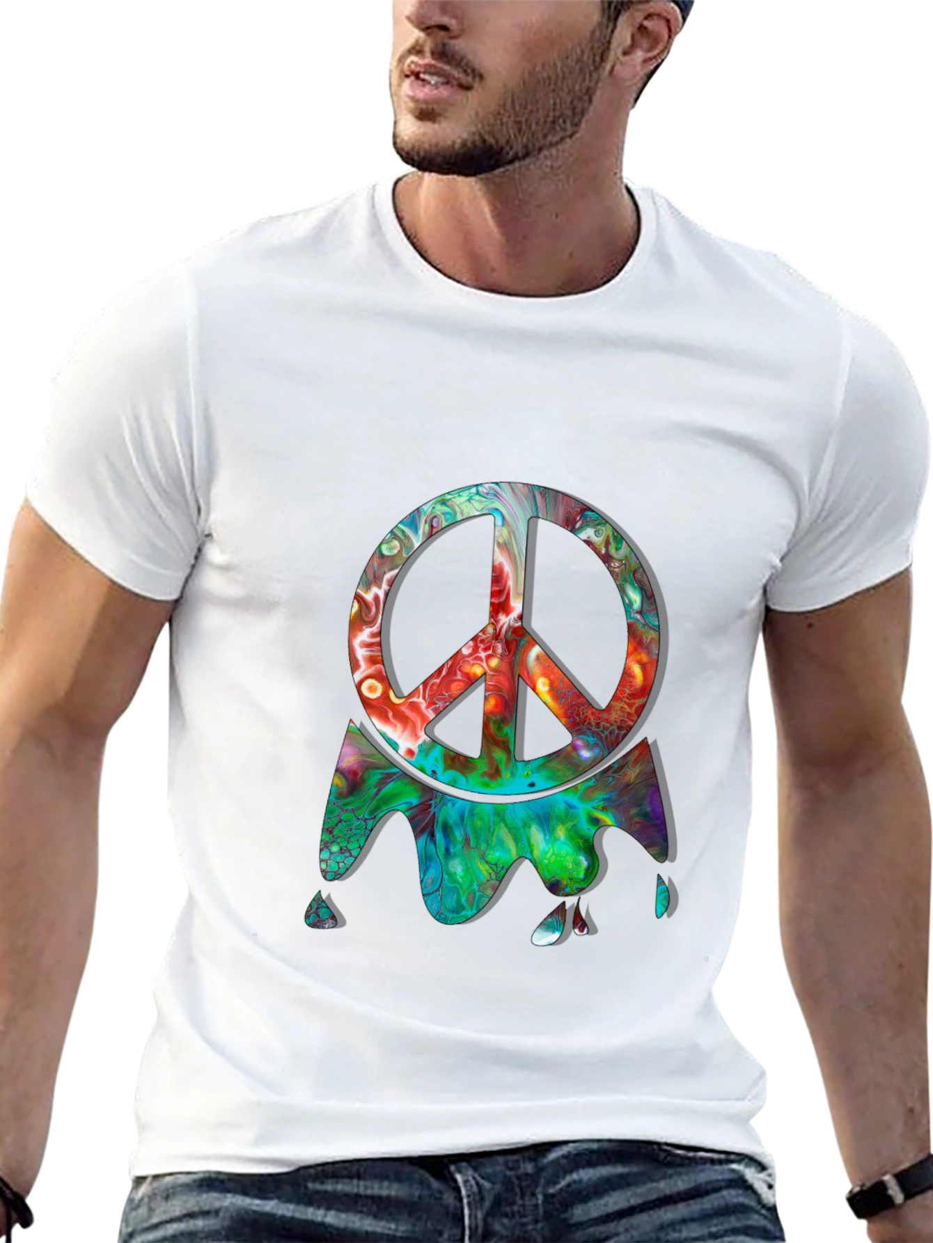 Psychedelic Peace Sign Black Graphic Tee