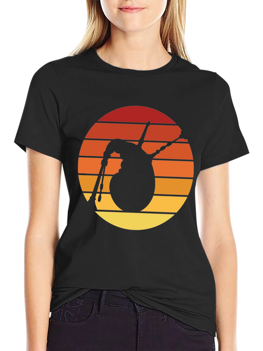Bagpipes Sunset T-Shirt - Retro Scottish Music Tee