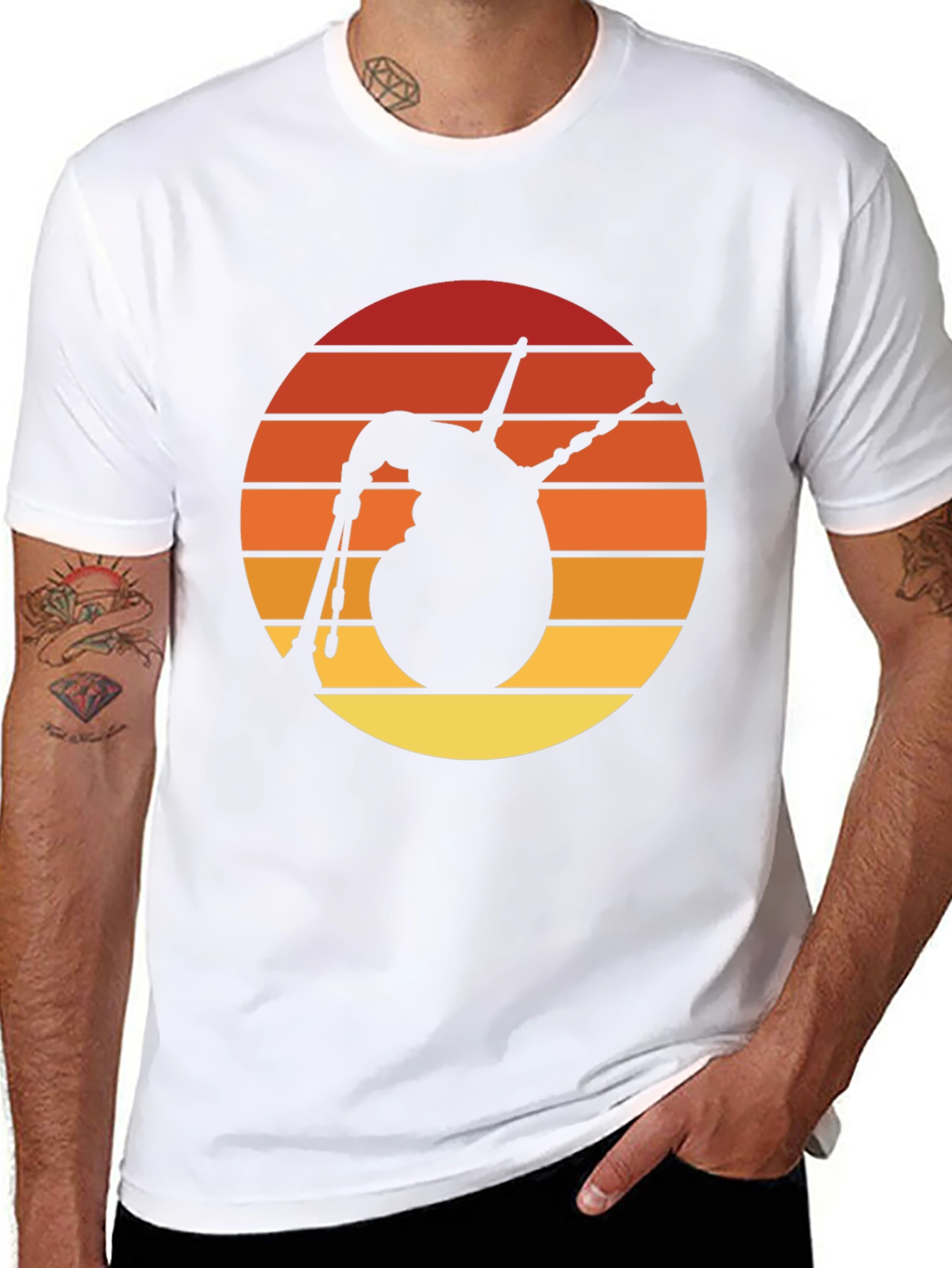 Bagpipes Sunset T-Shirt - Retro Scottish Music Tee