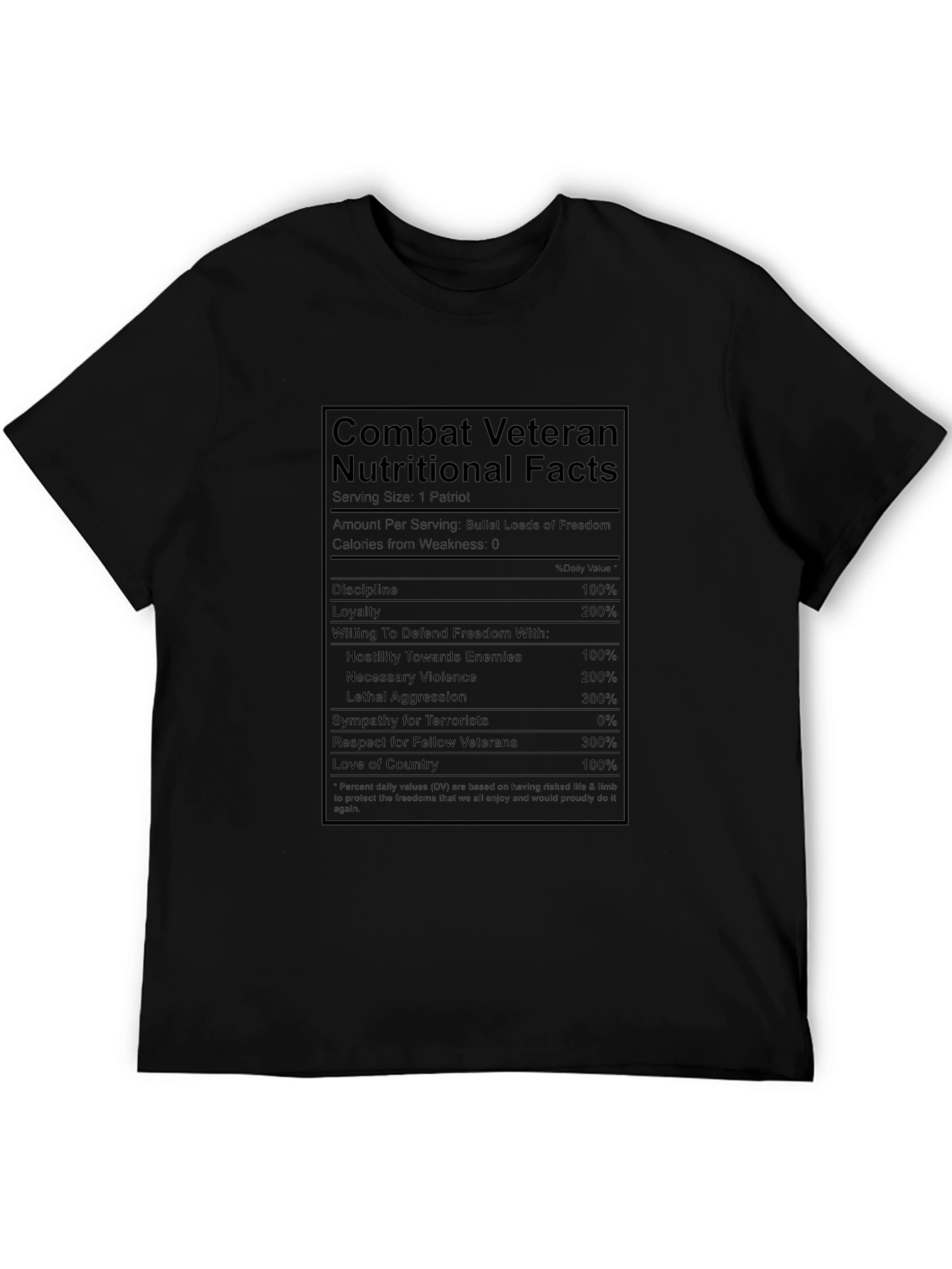 Combat Veteran T-Shirt - Nutritional Facts