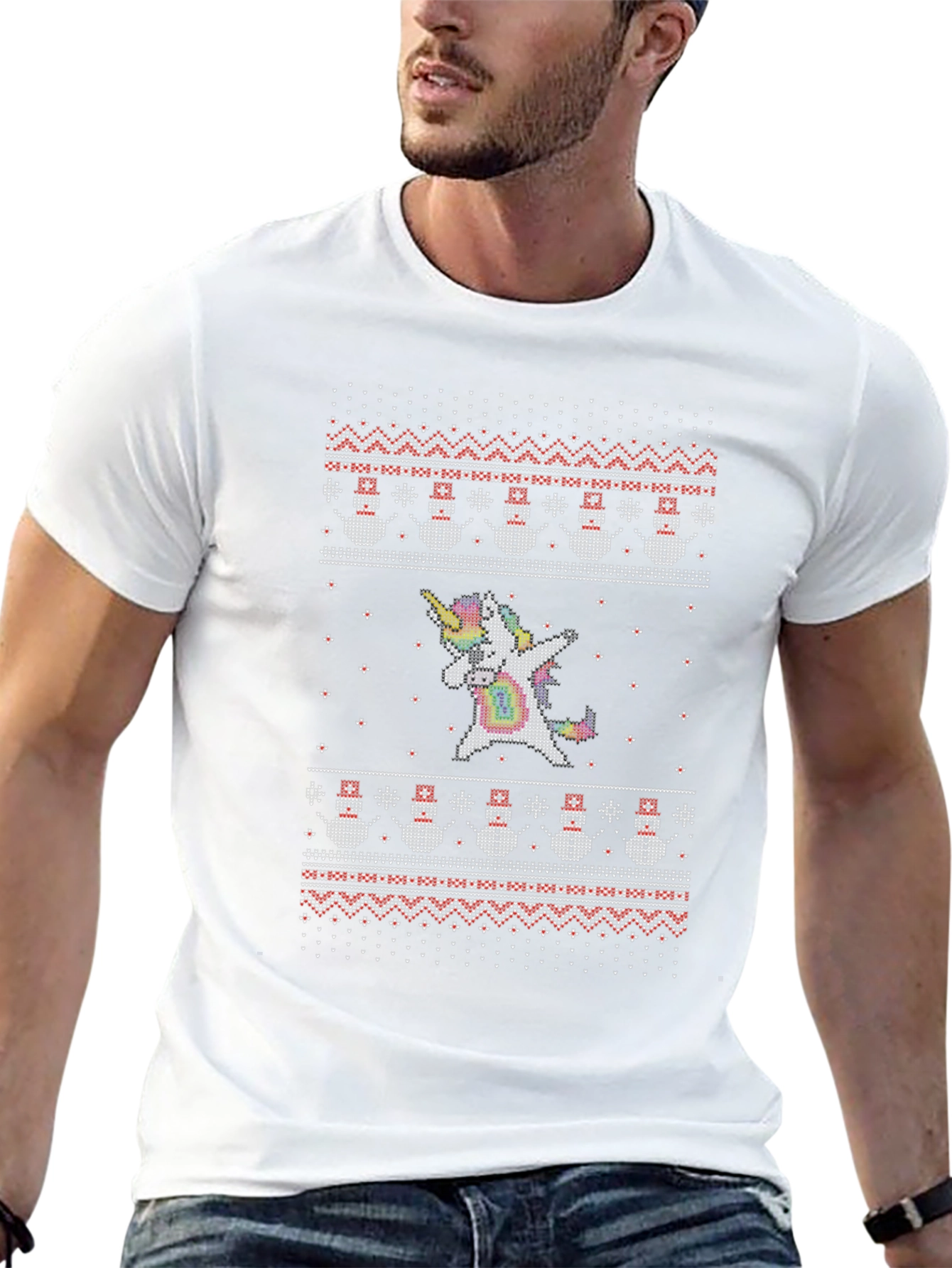 Unicorn Dabbing Ugly Christmas Sweater T-Shirt