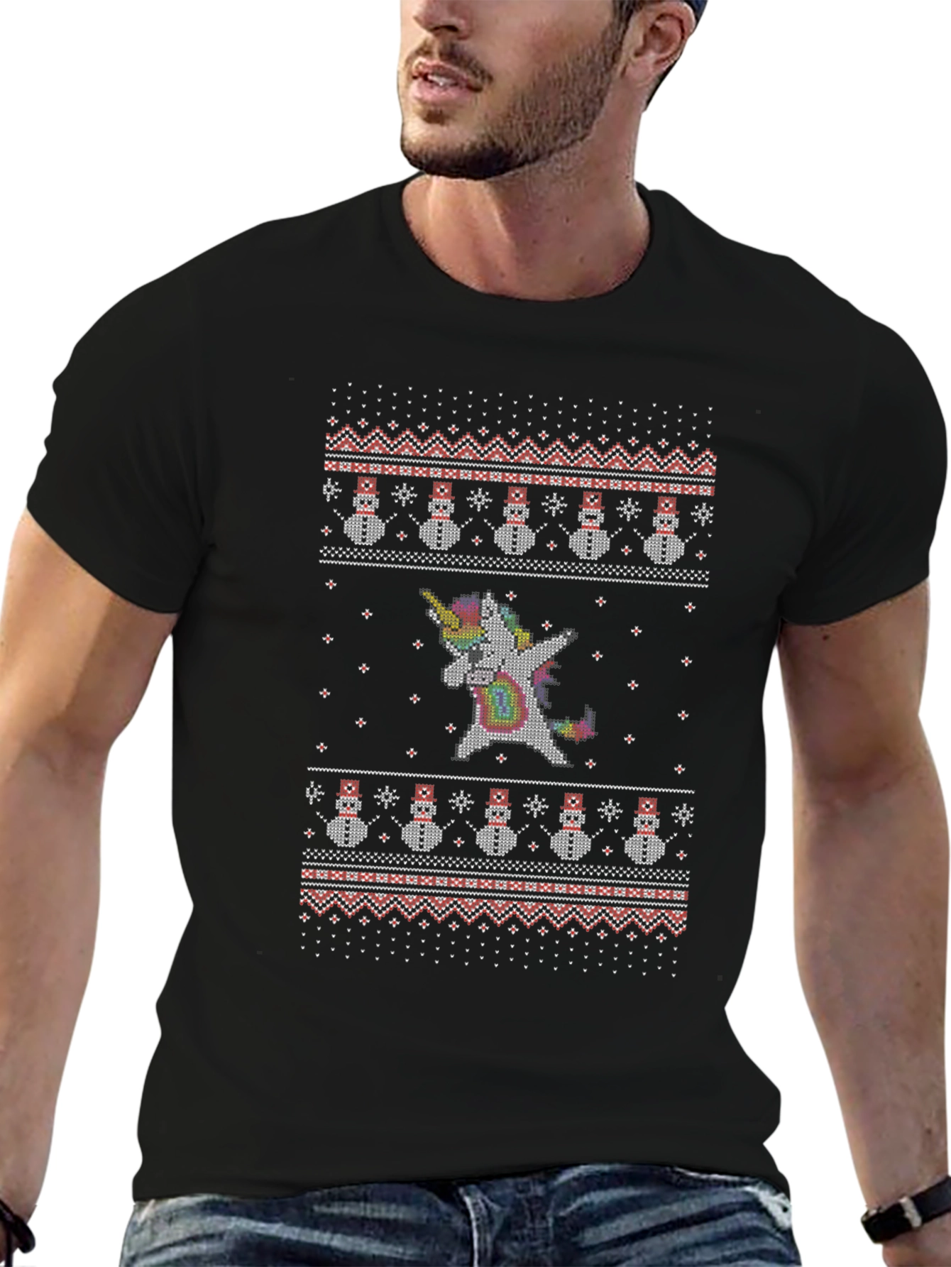 Unicorn Dabbing Ugly Christmas Sweater T-Shirt