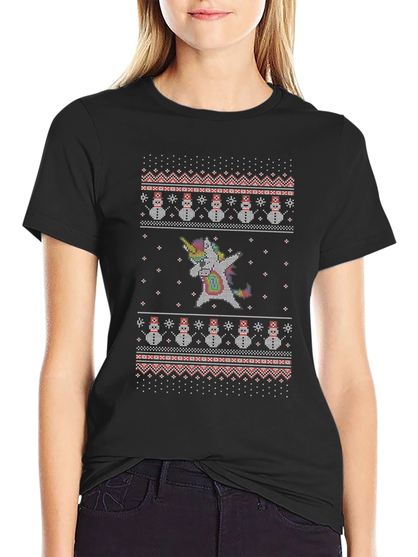 Unicorn Dabbing Ugly Christmas Sweater T-Shirt