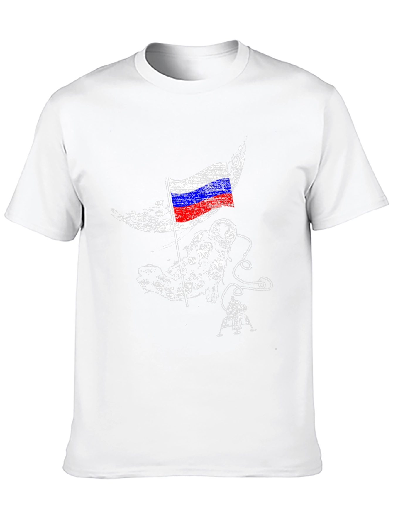 Astronaut & Russian Flag Graphic Black T-Shirt