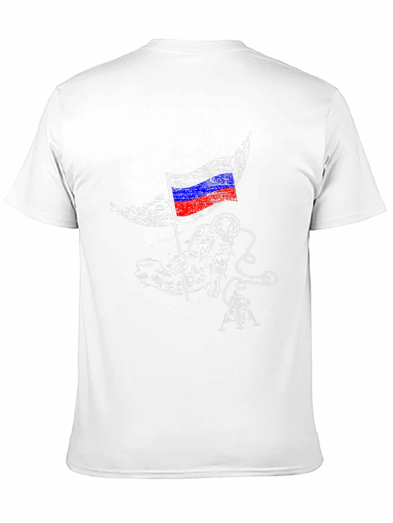 Astronaut & Russian Flag Graphic Black T-Shirt