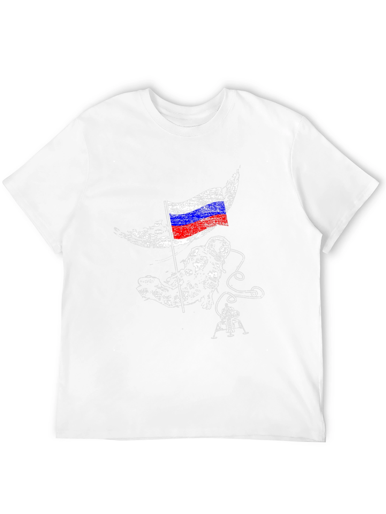 Astronaut & Russian Flag Graphic Black T-Shirt