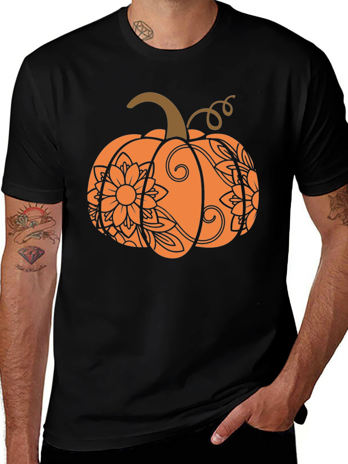 Festive Fall Pumpkin T-Shirt - Autumn Design