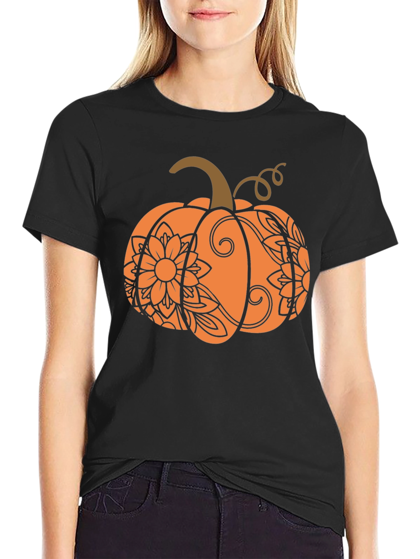 Festive Fall Pumpkin T-Shirt - Autumn Design