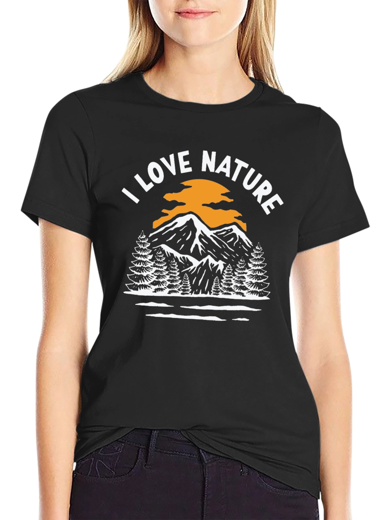 I Love Nature Graphic Tee - Mountain Scene T-Shirt