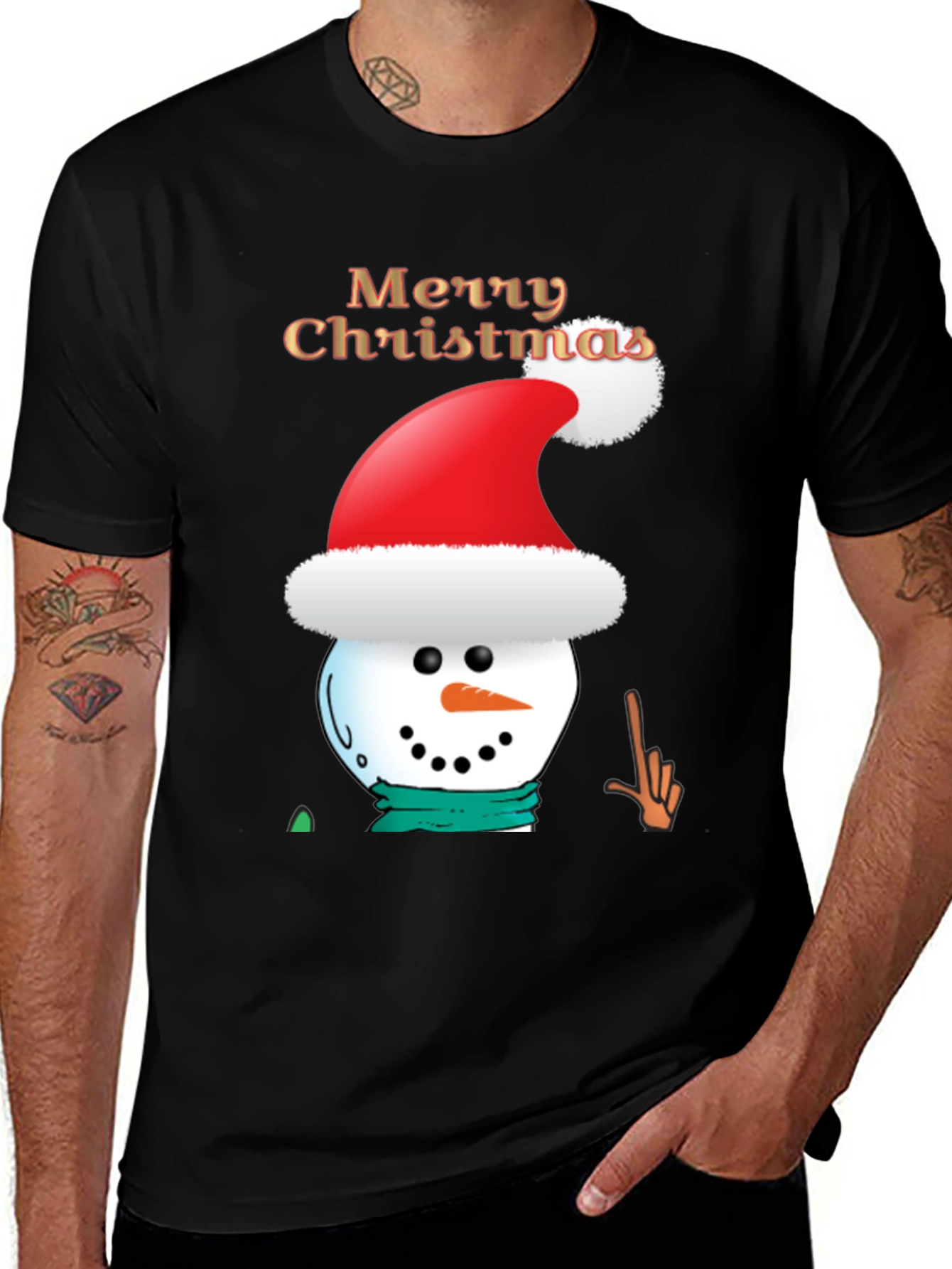 Merry Christmas Snowman T-Shirt - Holiday Tee