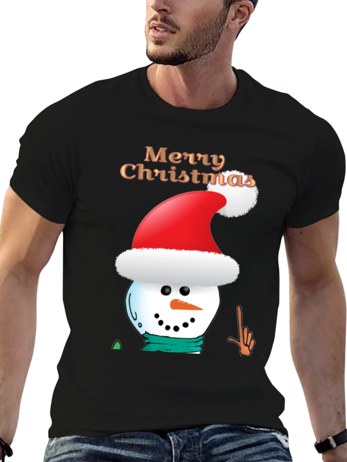 Merry Christmas Snowman T-Shirt - Holiday Tee