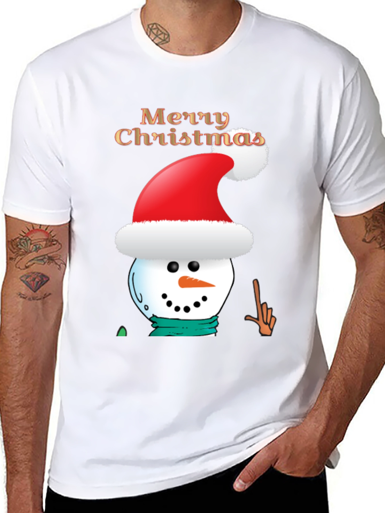 Merry Christmas Snowman T-Shirt - Holiday Tee