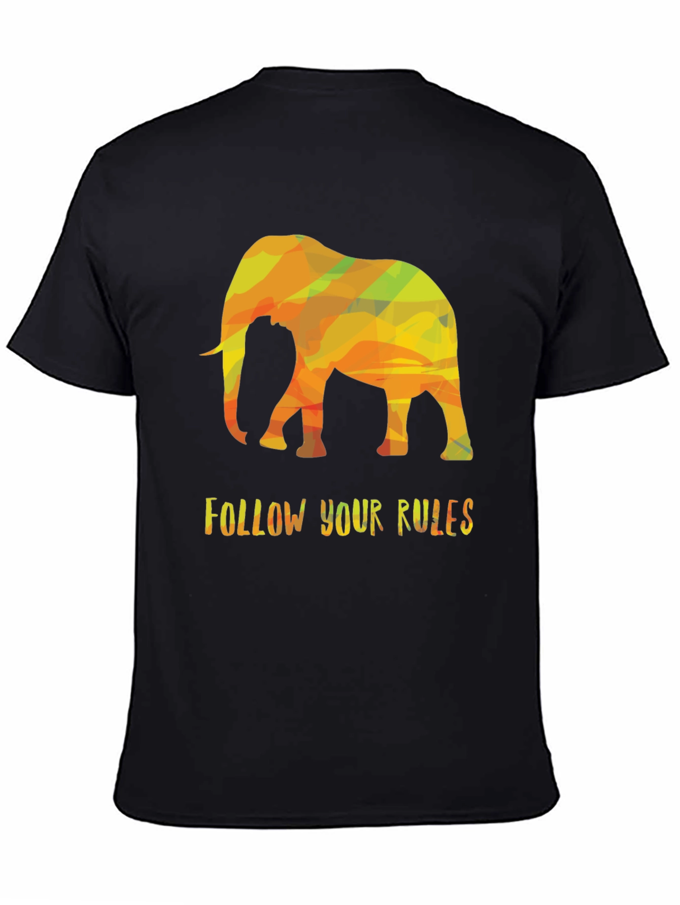 Elephant Geometric Graphic Black T-Shirt