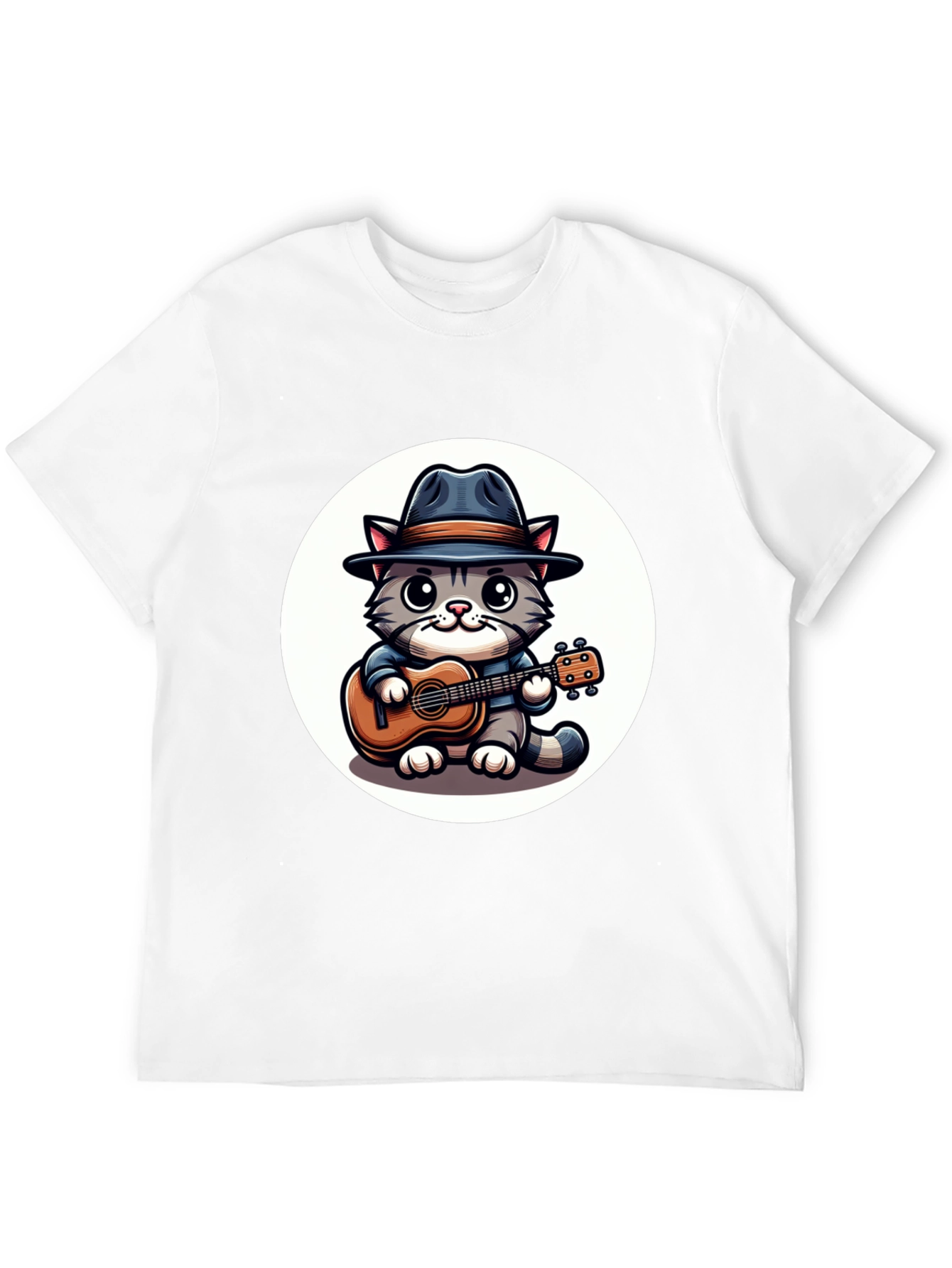Cool Cat Guitar Player Graphic T-Shirt