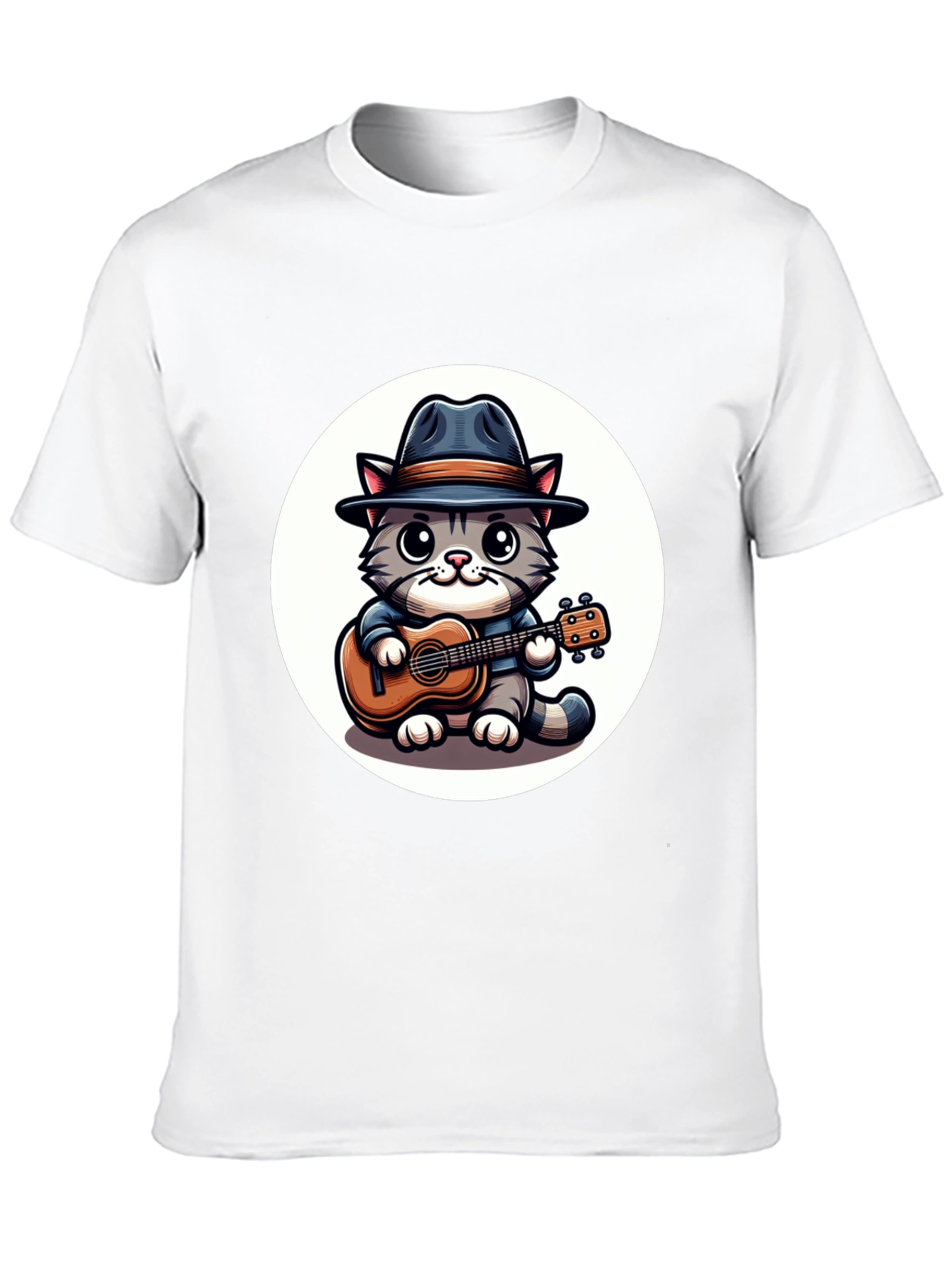 Cool Cat Guitar Player Graphic T-Shirt