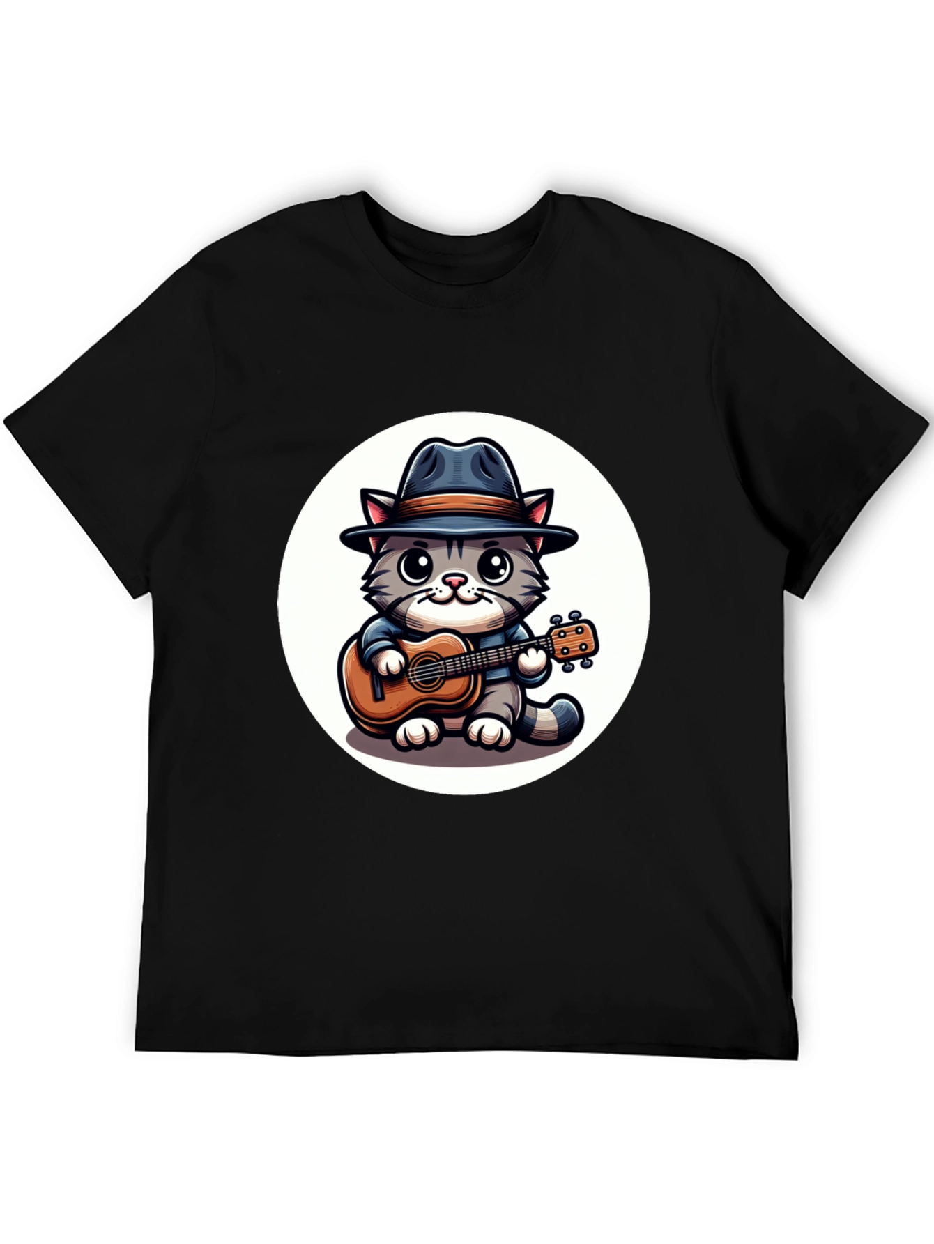 Cool Cat Guitar Player Graphic T-Shirt