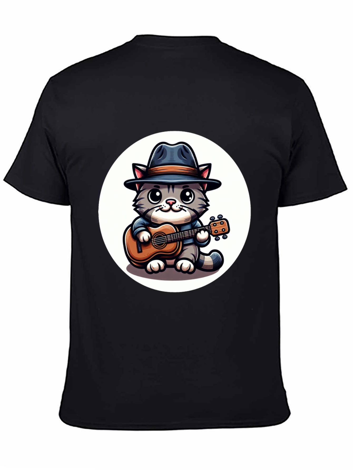 Cool Cat Guitar Player Graphic T-Shirt
