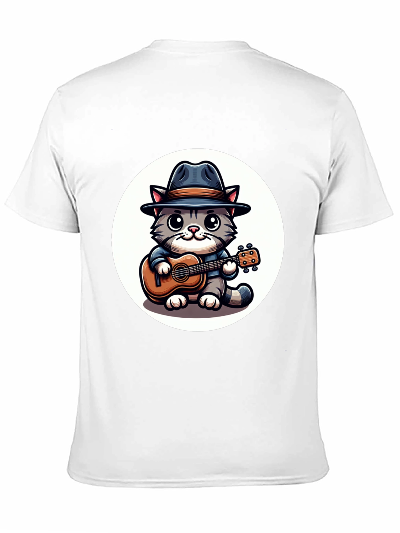 Cool Cat Guitar Player Graphic T-Shirt