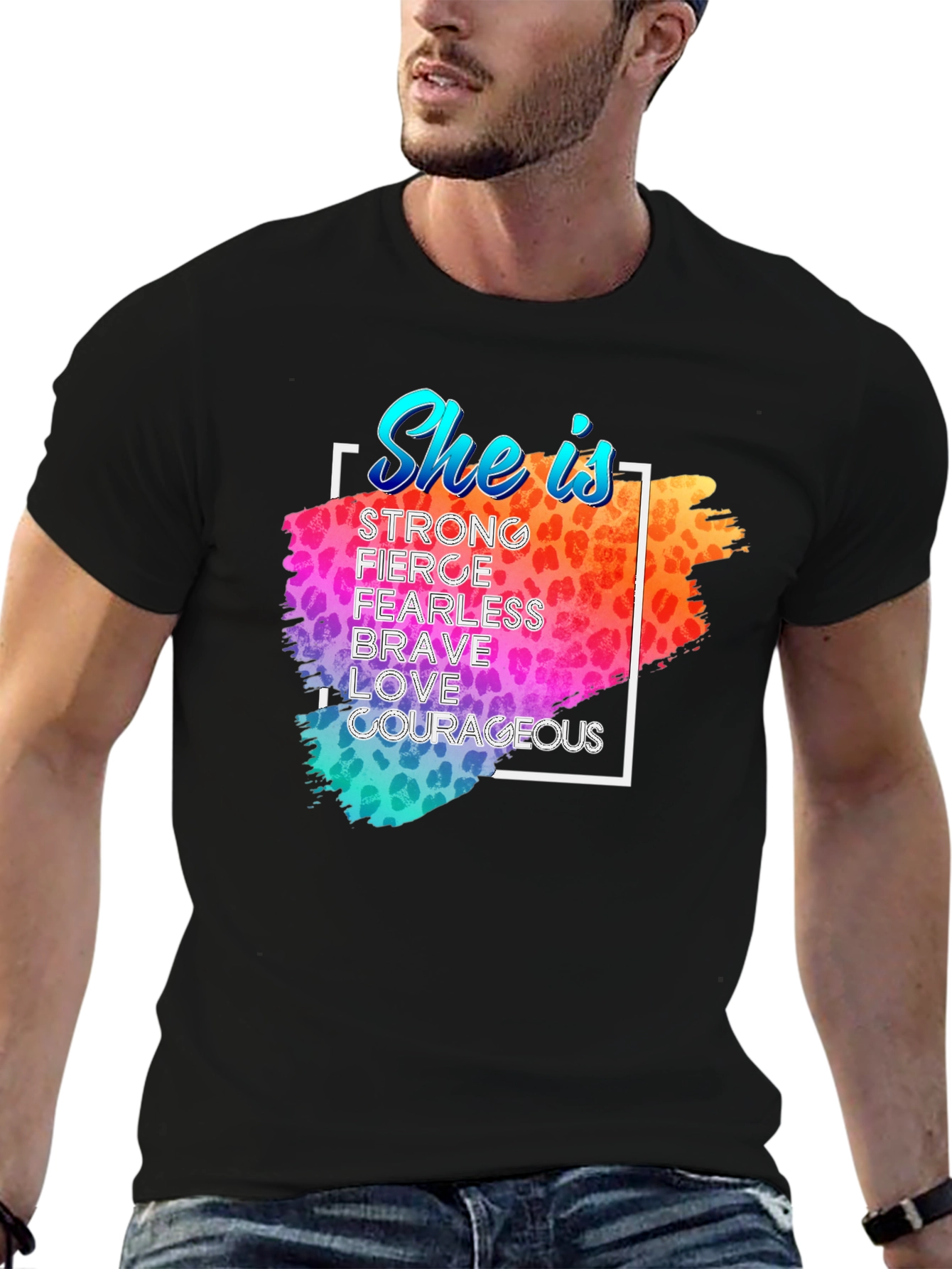She Is Leopard Print Graphic T-Shirt