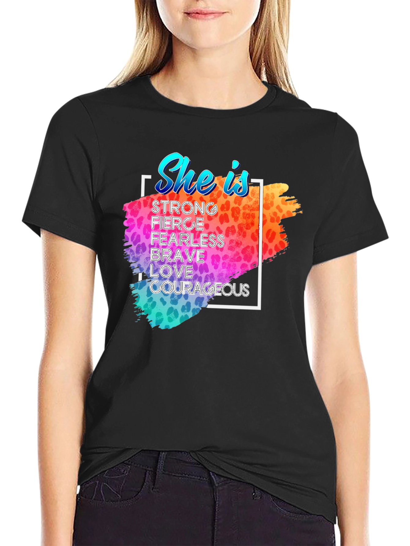 She Is Leopard Print Graphic T-Shirt