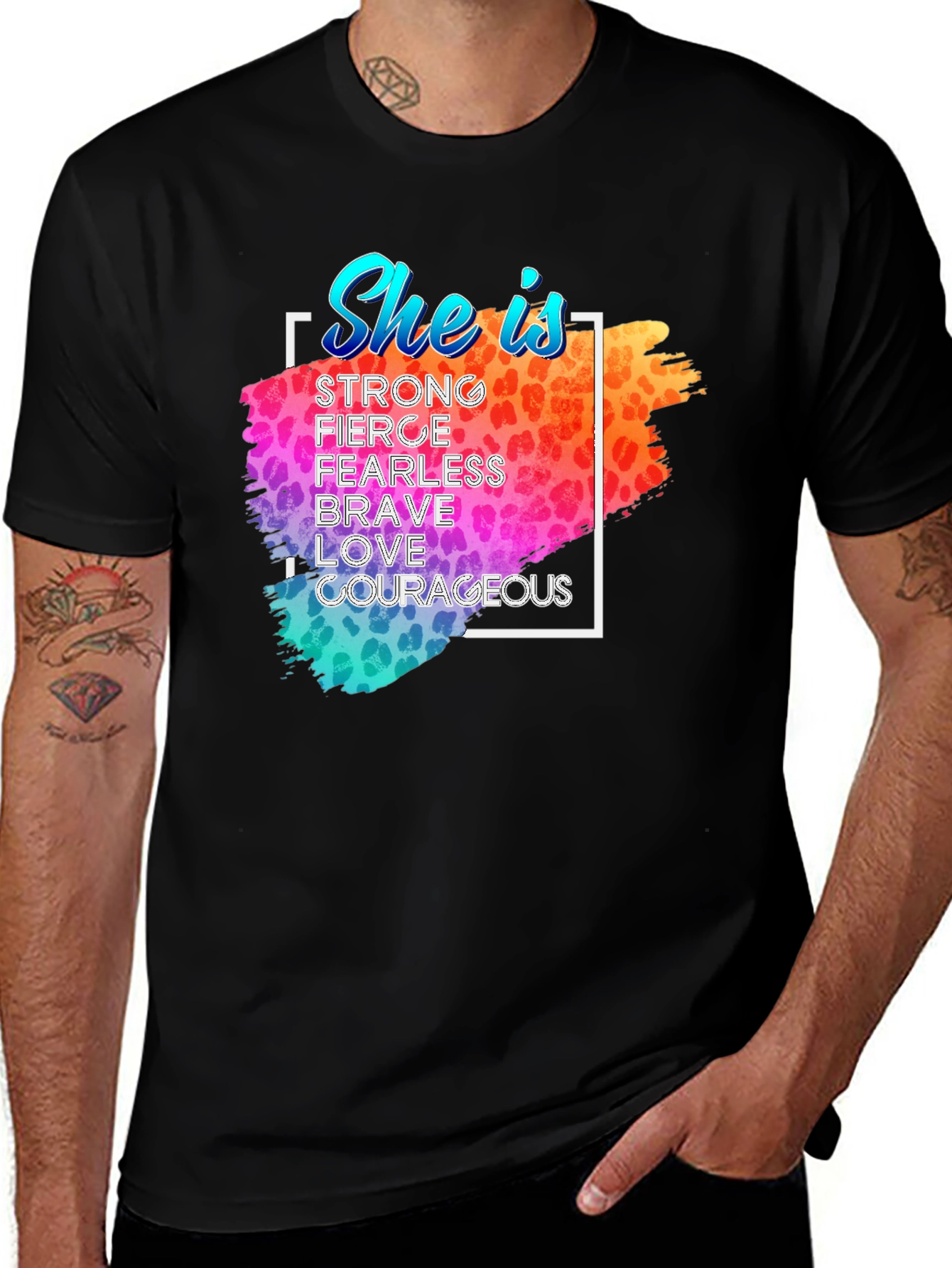 She Is Leopard Print Graphic T-Shirt