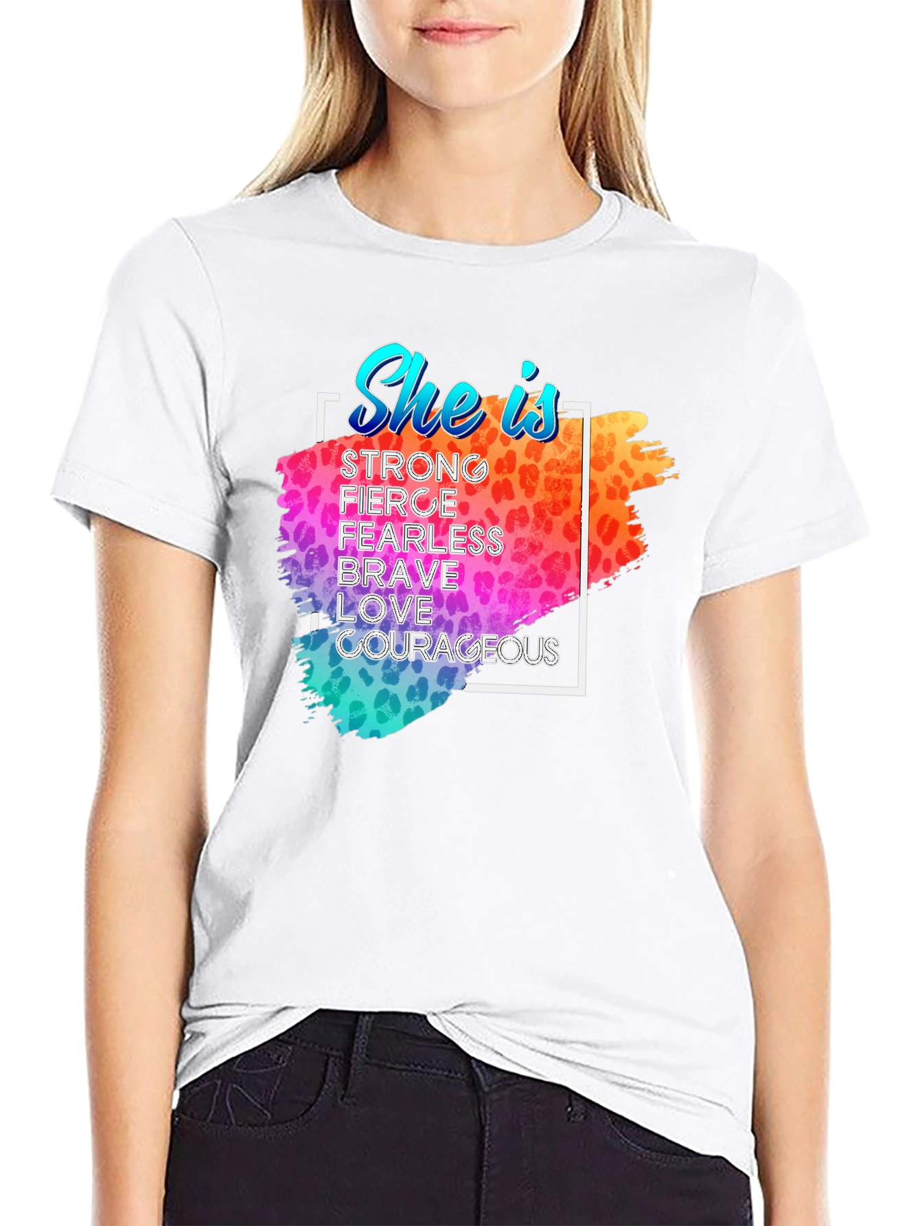 She Is Leopard Print Graphic T-Shirt
