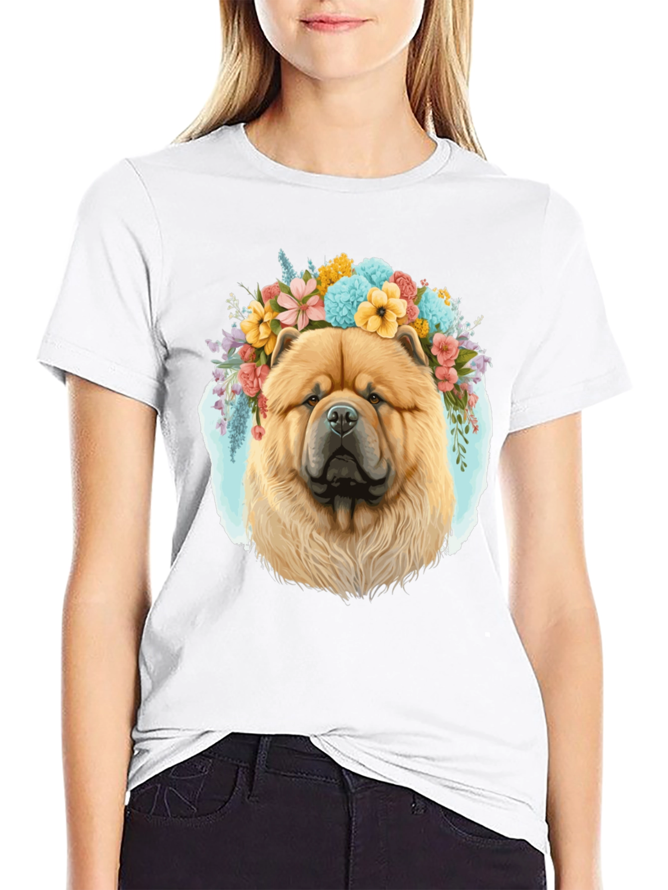 Dog with Flower Crown Mens Graphic Tee