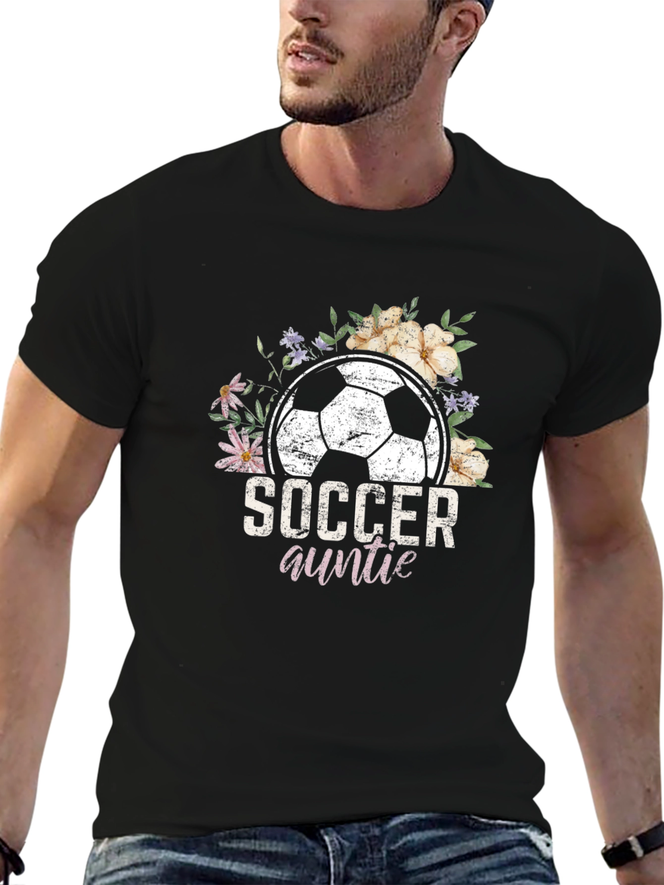 Soccer Auntie Graphic T-Shirt - Black