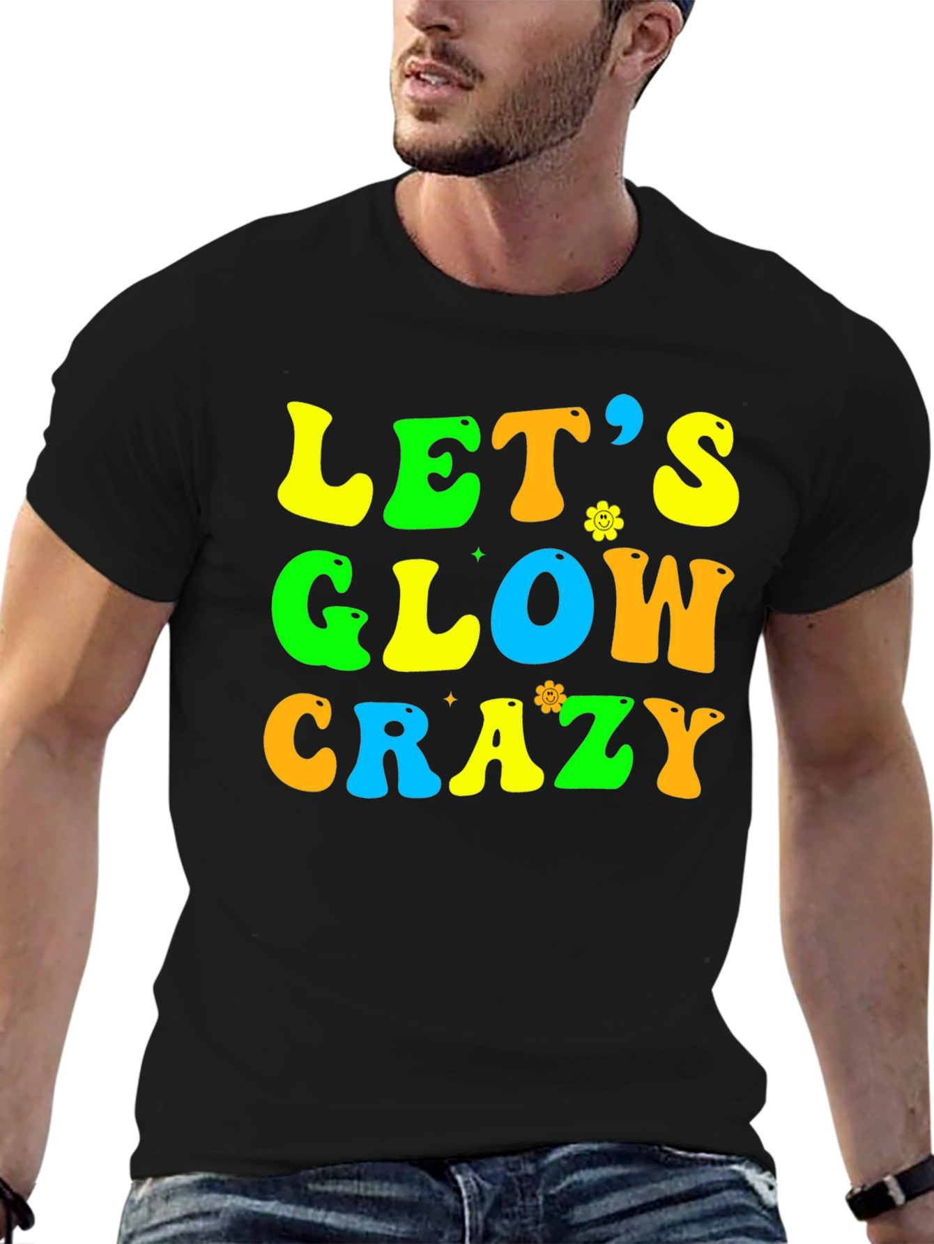 Lets Glow Crazy Black Graphic Tee