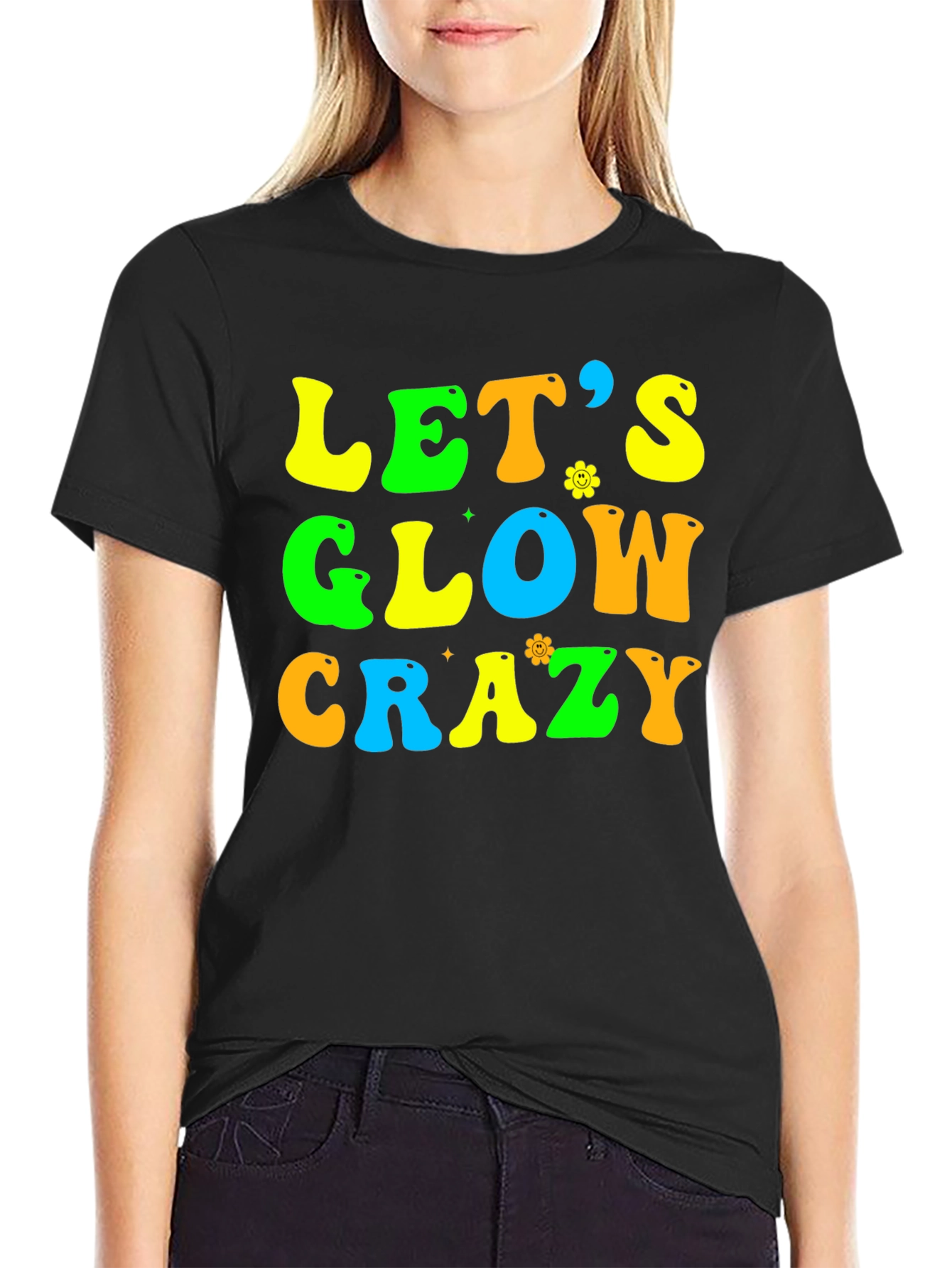 Lets Glow Crazy Black Graphic Tee