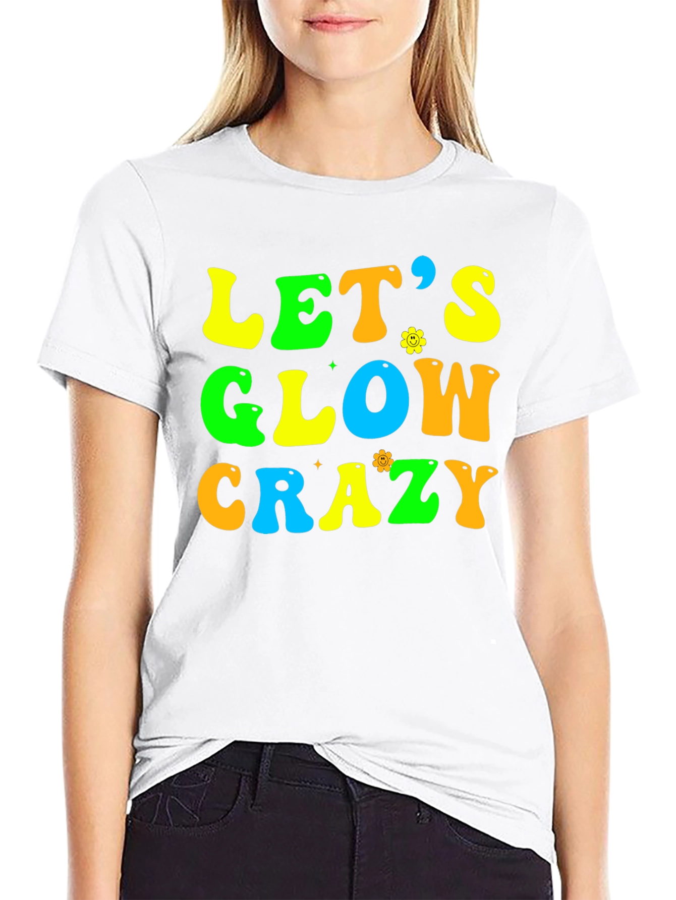 Lets Glow Crazy Black Graphic Tee