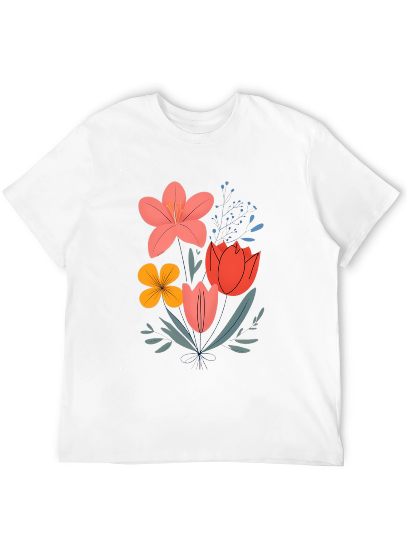 Floral Bouquet Graphic Tee - Trendy Botanical Design