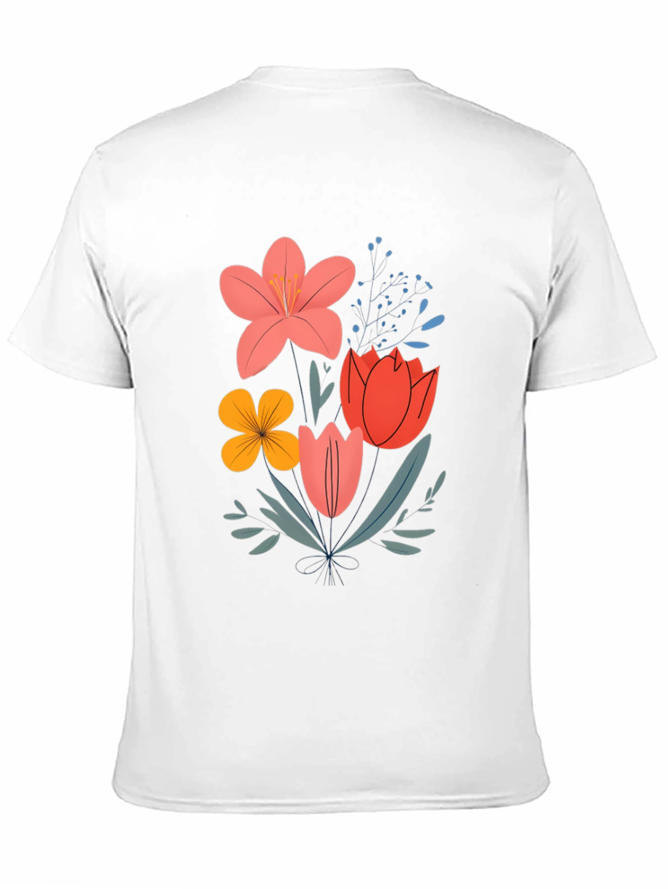 Floral Bouquet Graphic Tee - Trendy Botanical Design